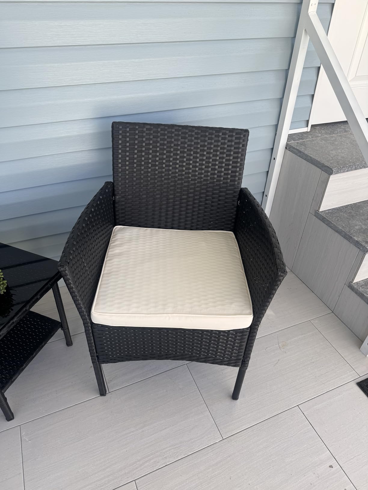 FDW 3-Piece Patio Furniture Set | Black & Beige | Outdoor Wicker Furniture | with Coffee Table | Modern Rattan Chairs Conversation Set | Outdoor Seating | Weather-Resistant | for Porch, Garden, Lawn customer photo 2