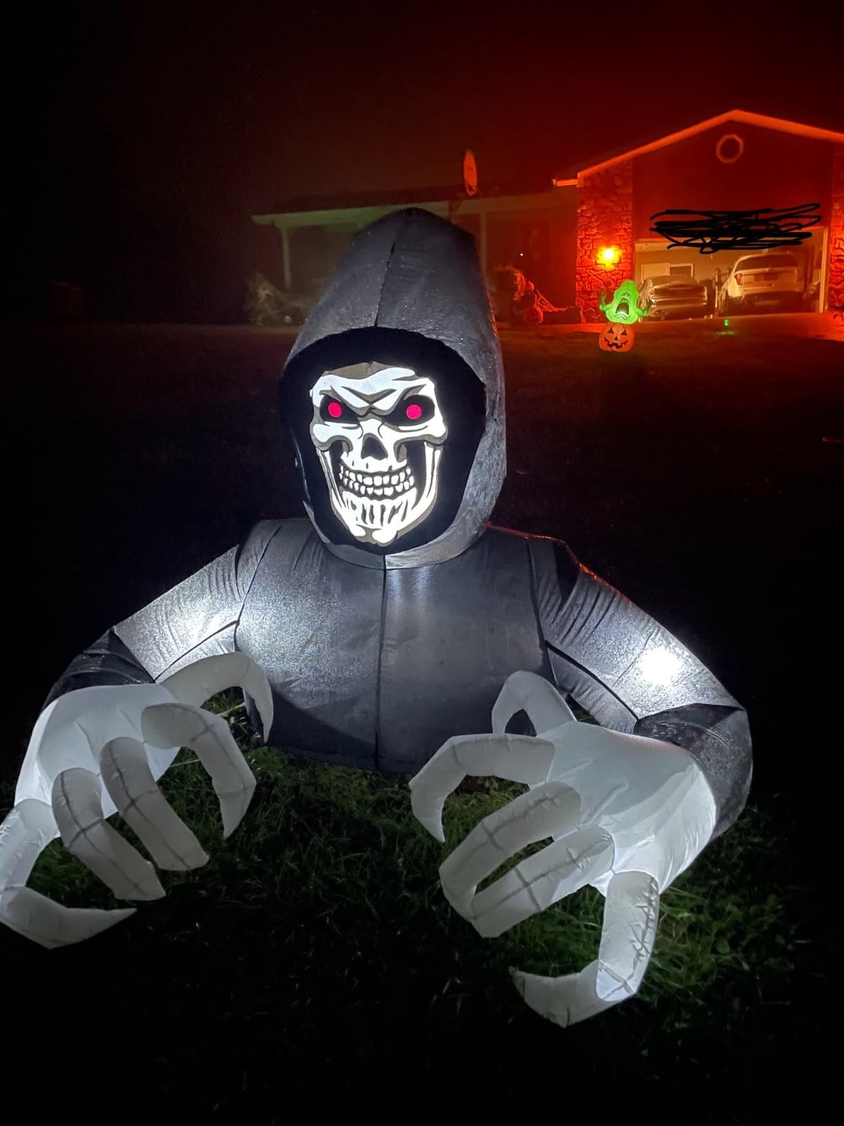 DR.DUDU 6FT Grim Reaper Halloween Inflatable Decorations Outdoor | LED Lights, Scary Blow Up Yard Decor, Large Spooky Inflatables, For Lawn, Porch, Haunted House, Party, Graveyard customer photo 2