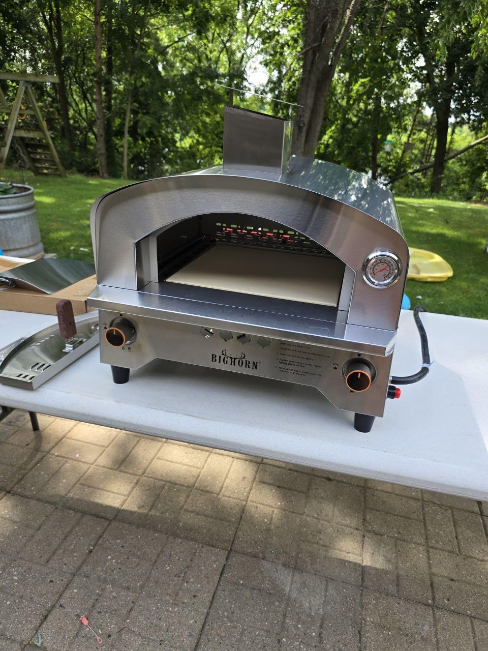BIG HORN Gas Pizza Oven, Portable Propane Pizza Oven with 15 inch Pizza Stone, Stainless Steel Pizza Maker for Outdoor Cooking customer photo 1