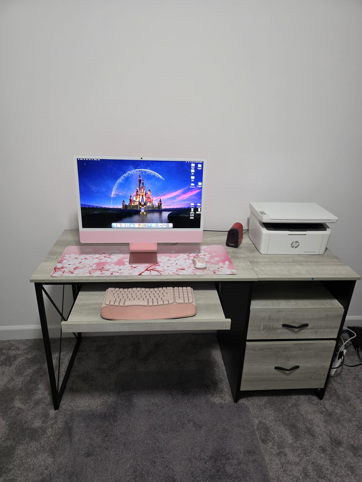 Bestier Office Desk with Drawers, 55 inch Industrial Computer Desk with Storage, Wood Teacher Desk with Keyboard Tray & File Drawer for Home Office, Rustic Brown customer photo 1
