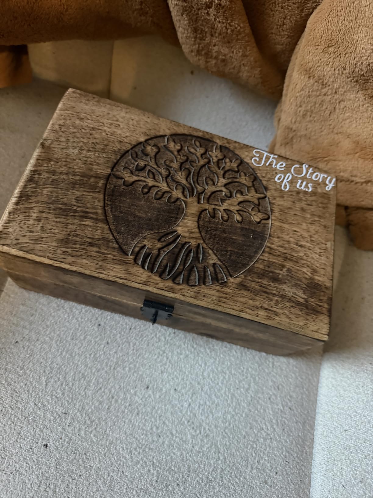 Samhita Handmade Mango Wood Tree of Life Engraving Beautifully Keepsake Box Jewellery Organiser Unique Gift Ideas for Men & Women (Flame Work Finish) customer photo 1