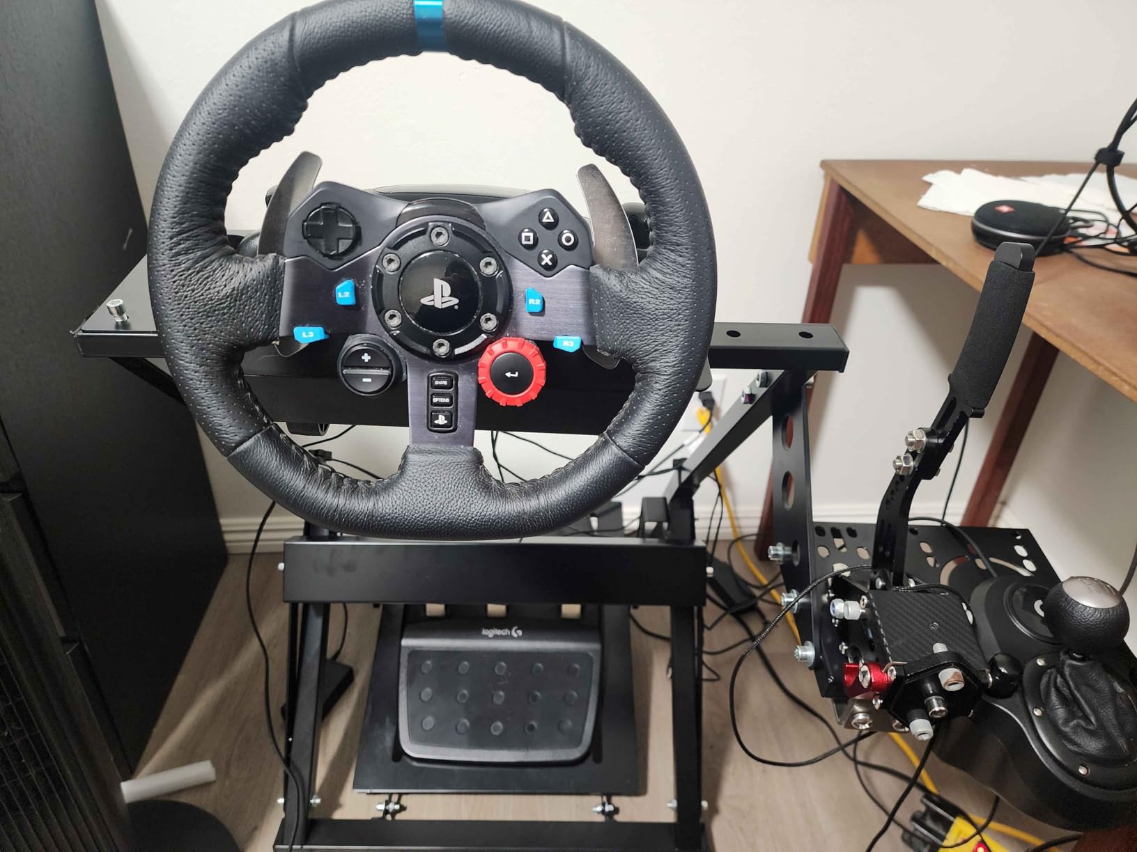 Marada X Frame Steering Wheel Stand Racing Sim Cockpit with Seat Slot | Easy Foldable Fit for Logitech G25 G27 G29 G920, for Thrustmaster T300 T248, for Fanatec, No Pedal & Shifter customer photo 2