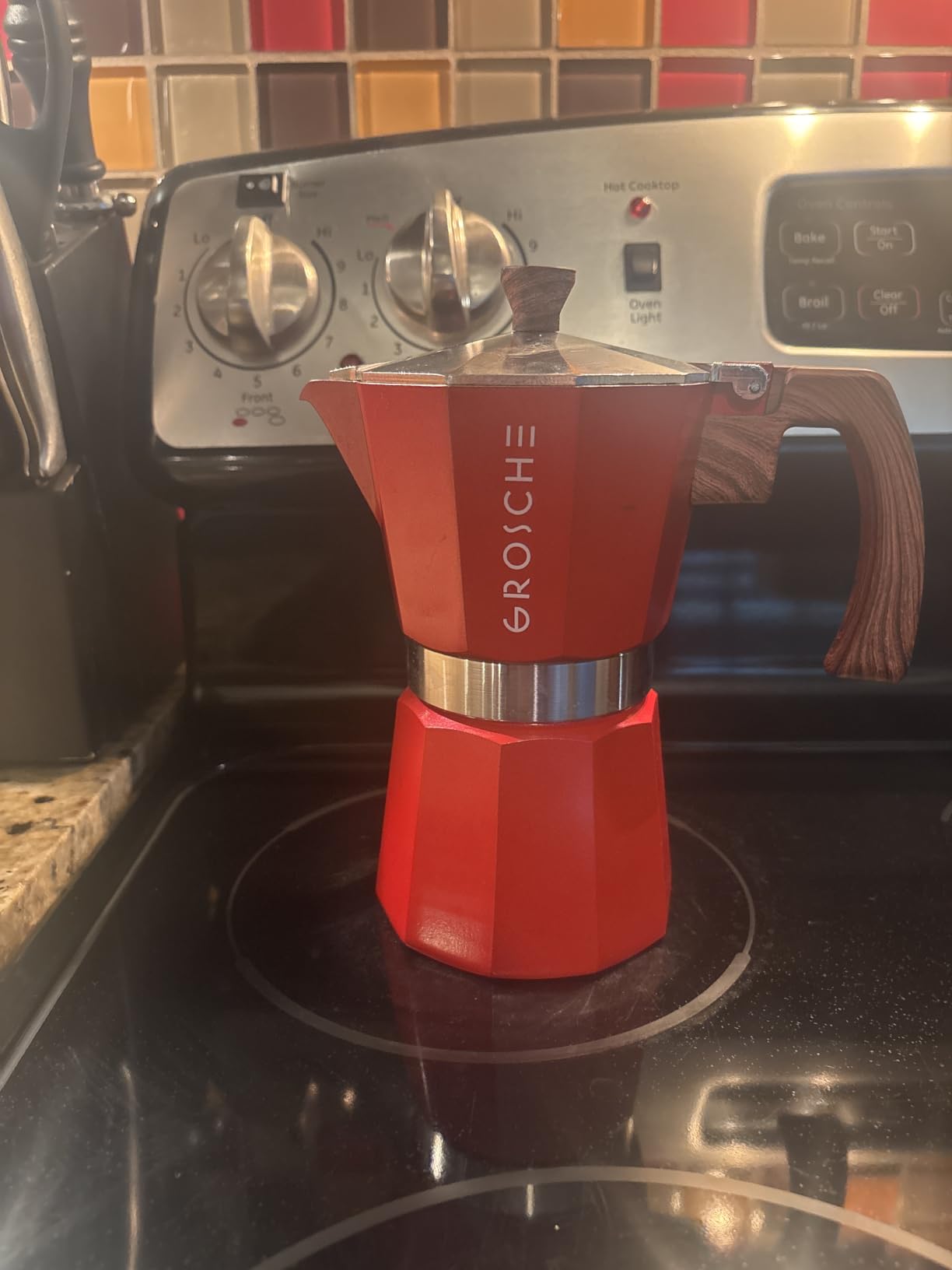 GROSCHE Milano Stovetop Espresso Maker Moka Pot 6 espresso Cup, 9.3 oz Blue | Cuban Coffee Maker And Italian Moka Pot For Stovetop Espresso customer photo 1