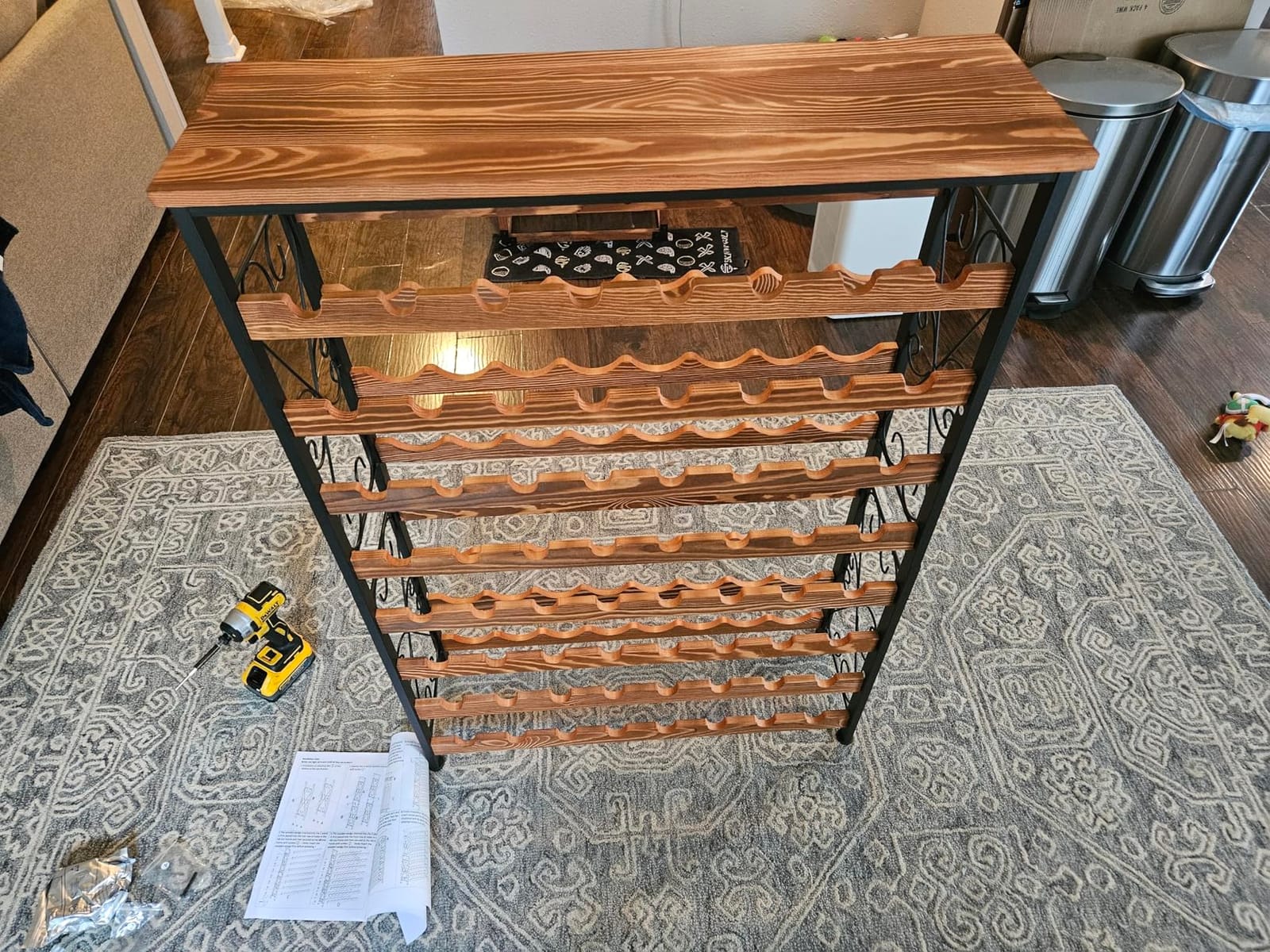 Sonyabecca 48 Bottle Wine Rack Freestanding Floor with Wood Top, 8-Tier Wine Storage Shelf with Serving Station, Wine Holder for Kitchen, Bar, Dining Room customer photo 2