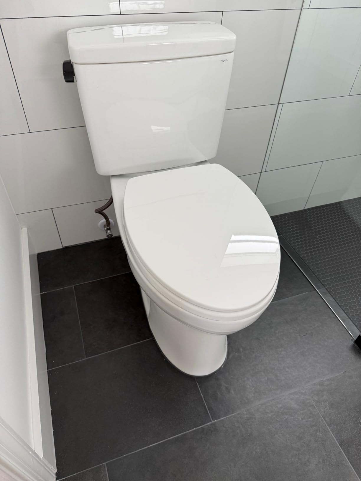 TOTO Drake Two-Piece Elongated 1.6 GPF Universal Height TORNADO FLUSH Toilet with CEFIONTECT, Cotton White - CST776CSFG#01 customer photo 2