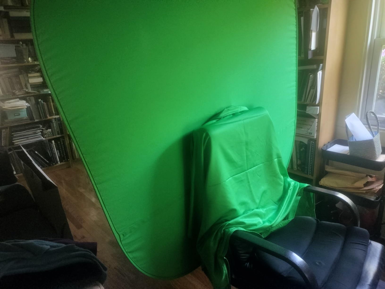 Portable Green Screen Chair, 59 in Greenscreen Backdrop with Stand Double Sided Foldable Green Background, Chroma Key, for Video Chats and Meetings, Photography, Photo Zoom, Streaming Games customer photo 1