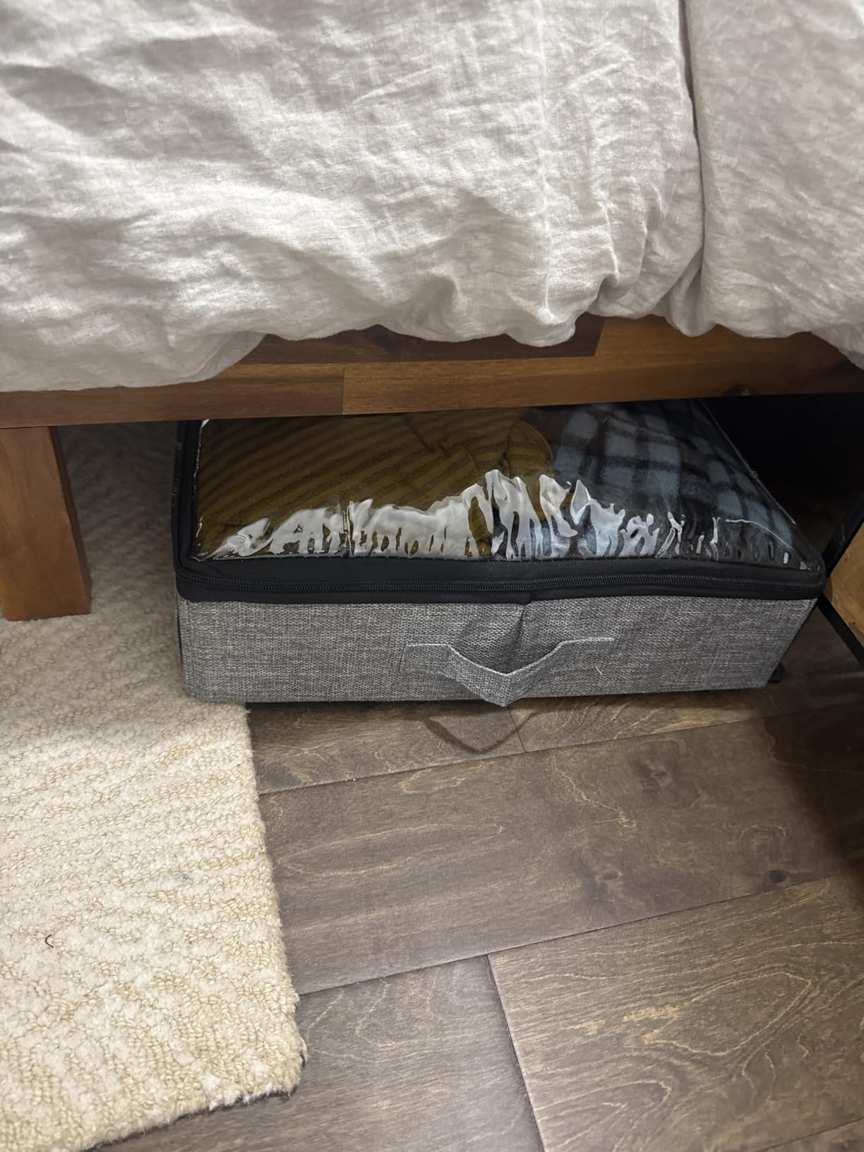 TidyCorner 2-Pack Under Bed Storage Containers, 4.5 Inches Tall Low Profile Underbed Clothes Storage Organizer Bin with Sturdy Sidewalls/Bottom, Underbed Storage Bins 2 Storage Thin Bins customer photo 1