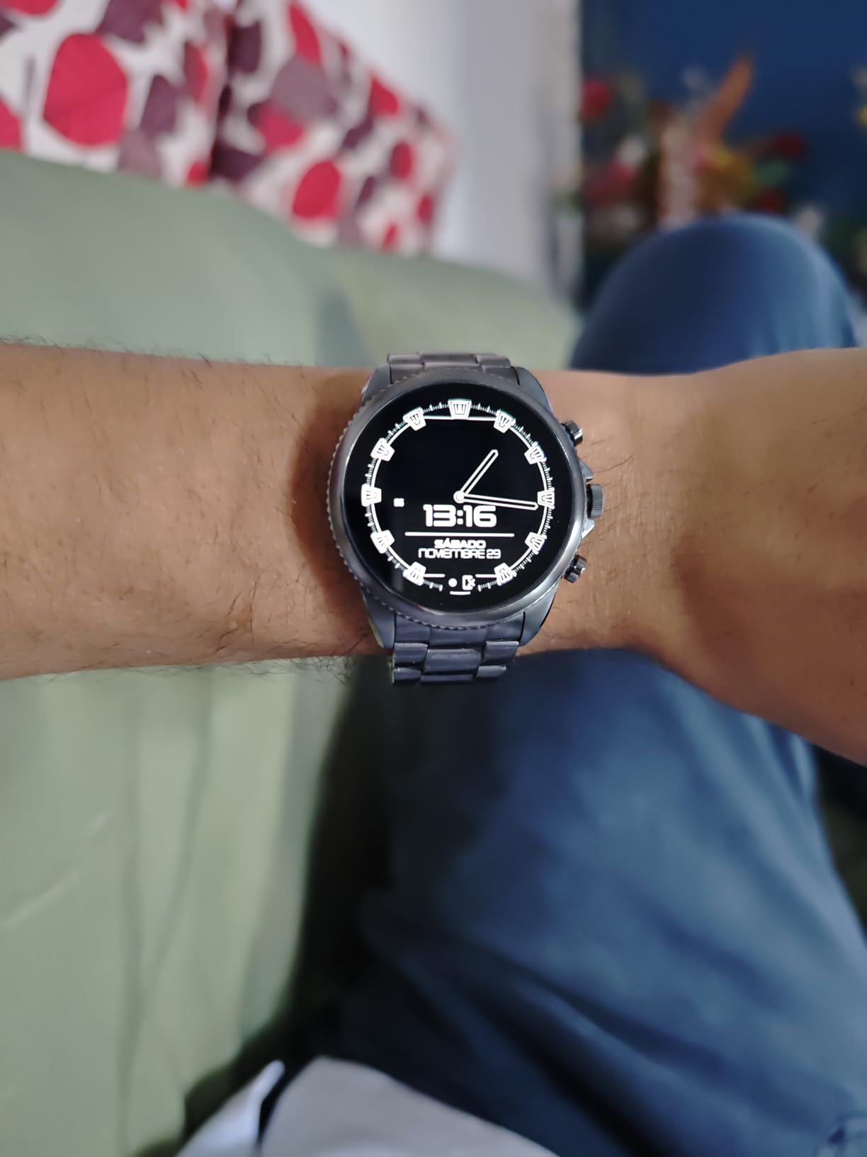 Fossil Men's Gen 6 44mm Stainless Steel and Cork Touchscreen Smart Watch, Color: Black, Camo (Model: FTW4063V) customer photo 2