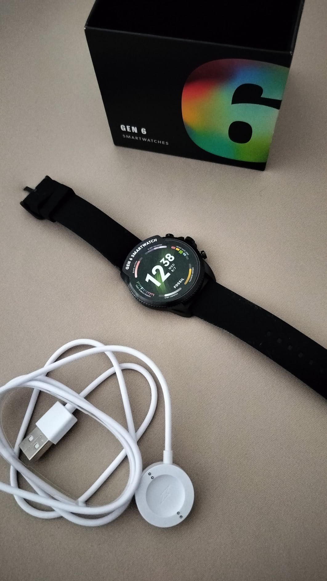 Fossil Men's Gen 6 44mm Stainless Steel and Silicone Touchscreen Smart Watch, Color: Black (Model: FTW4061V) customer photo 1