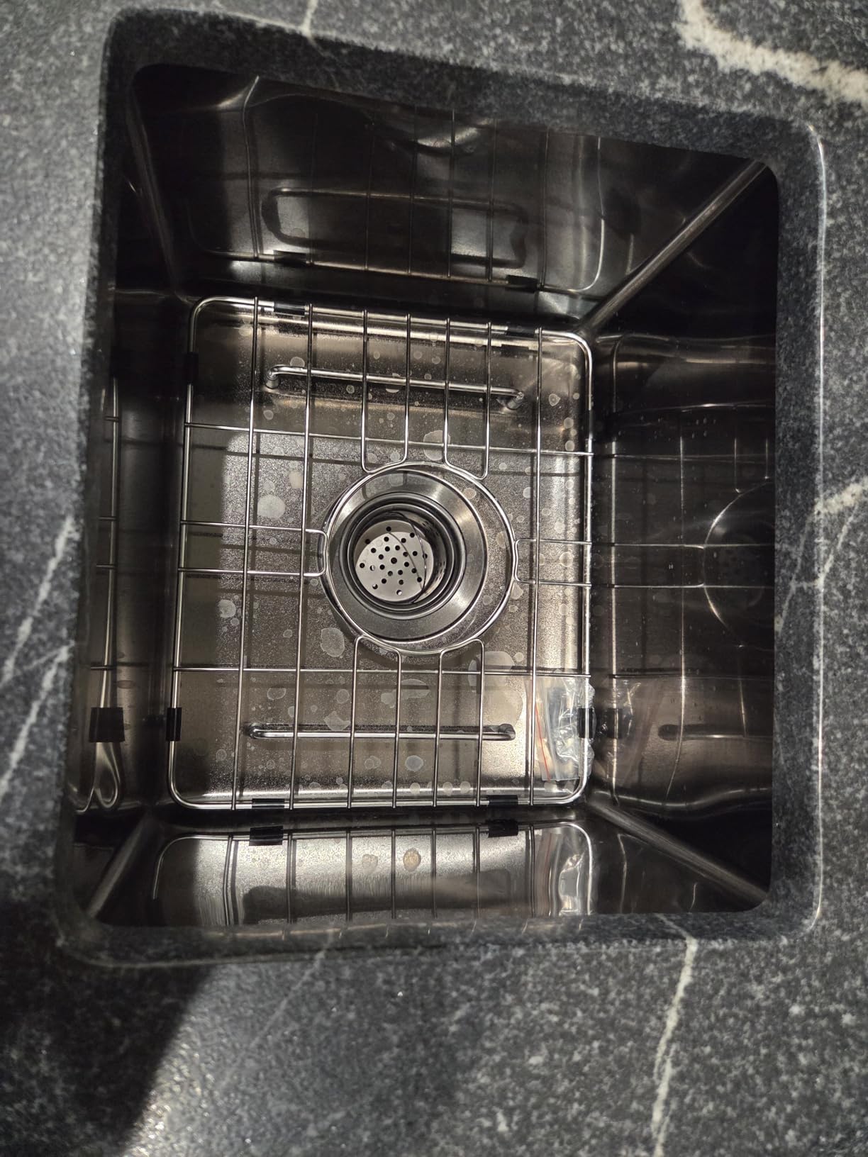 VAPSINT 15x15 Inch Black Drop In Bar Sink, Single Bowl Top Mount Handmade Gunmetal Black Wet Bar Prep RV Sink, 16 Guage Stainless Steel Outdoor Small Kitchen Sinks with Grid & Drain Strainer customer photo 1