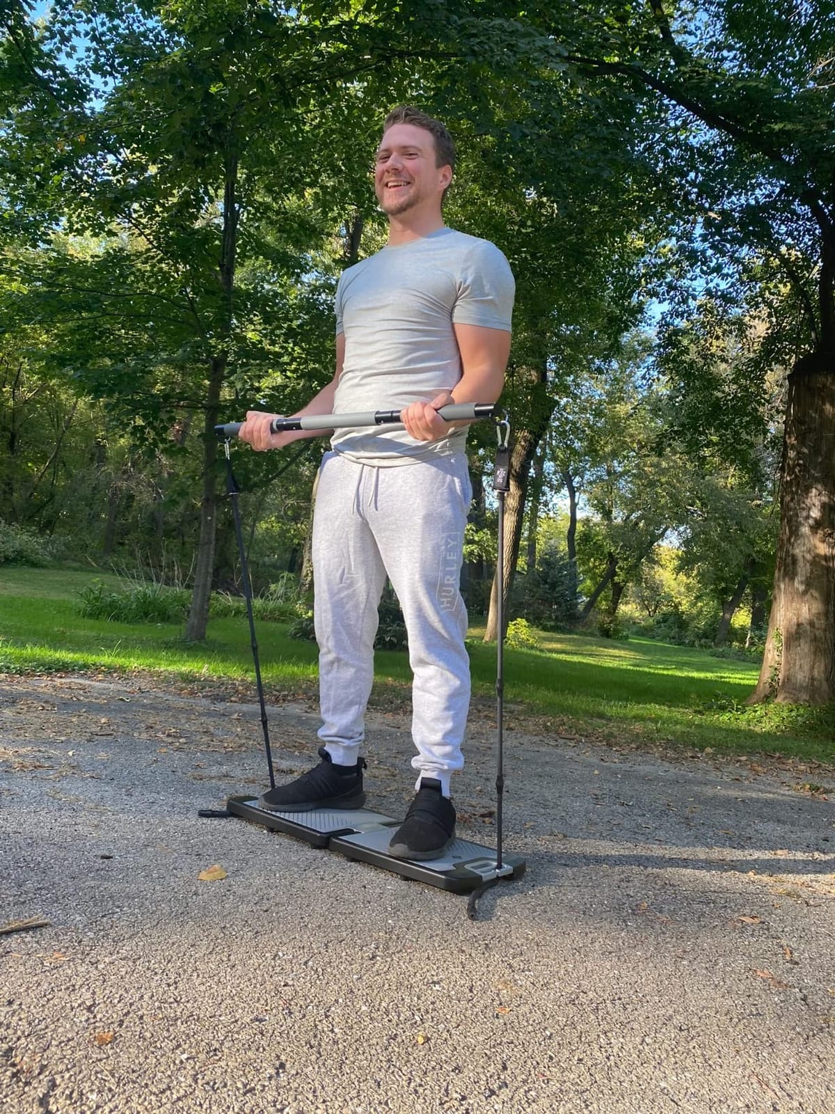 EVO Gym - Portable Home Gym Strength Training Equipment, At Home Gym | All in One Gym - Resistance Bands, Base Holds Gym Bar & Handles for Travel | Portable Gym & Home Exercise Equipment customer photo 1