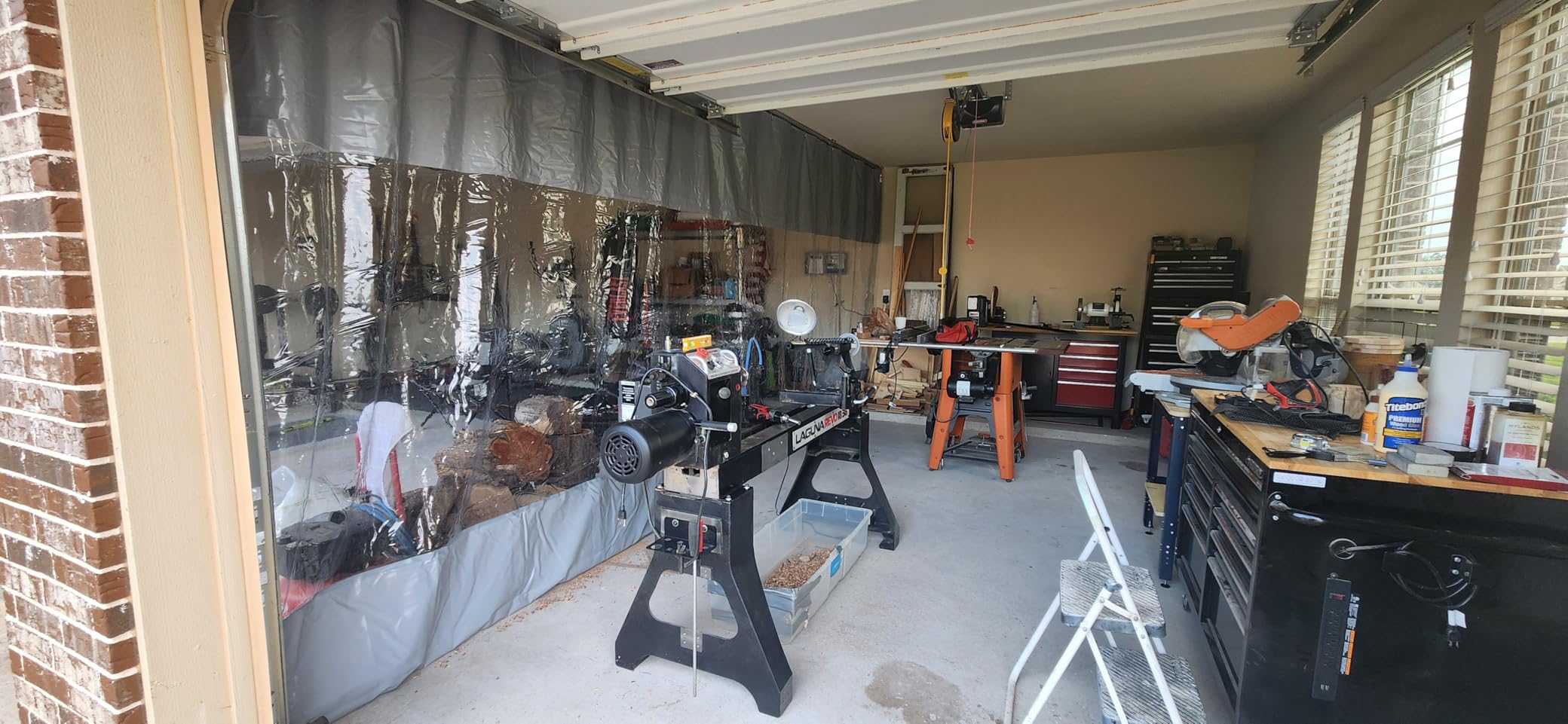 Akon Garage Divider Curtains with Track, Custom Vinyl Panels | Rolling divider curtains help manage garage space and separate work areas quickly. Custom vinyl panels with track included. customer photo 1