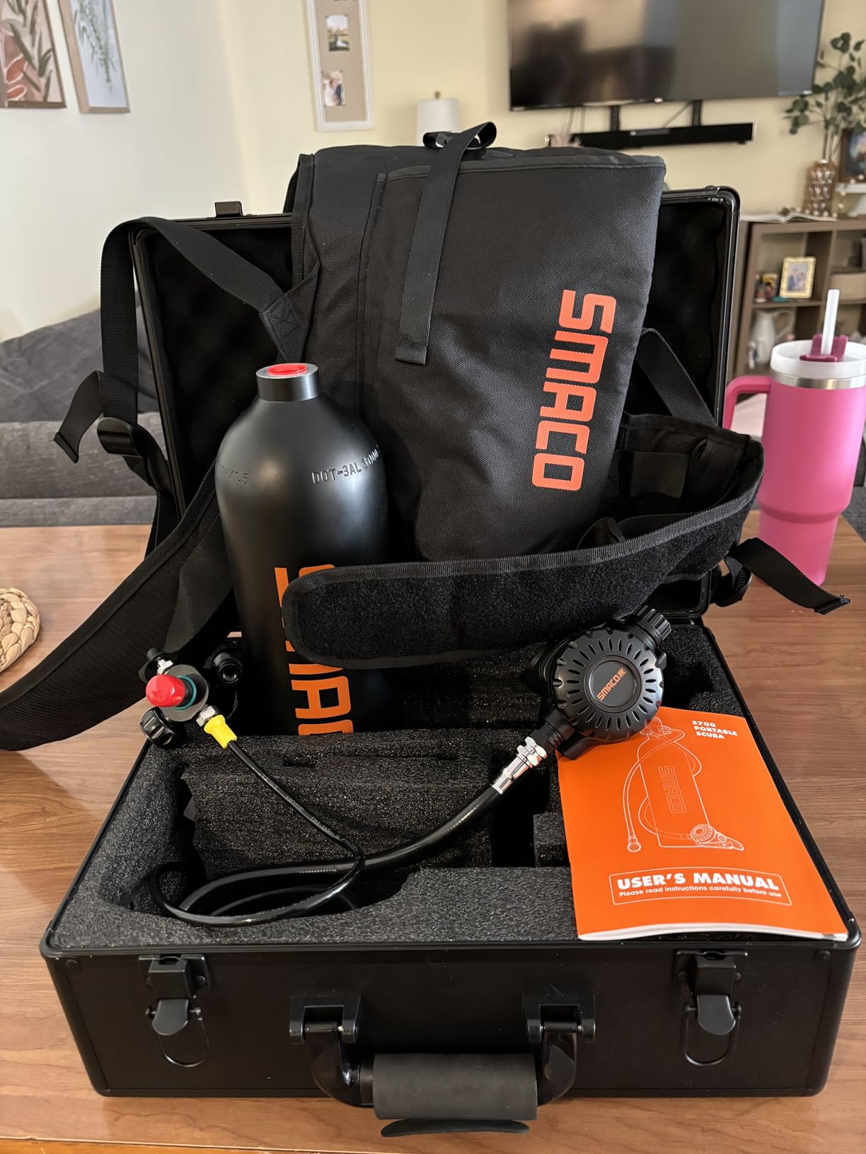 SMACO Mini Scuba Tank 1.9L Capacity Diving Oxygen Tank for Underwater Breathing Reusable Small Scuba Tank Kit with Portable Bag Scuba Cylinder for Underwater Entertainment/Diving Work customer photo 2