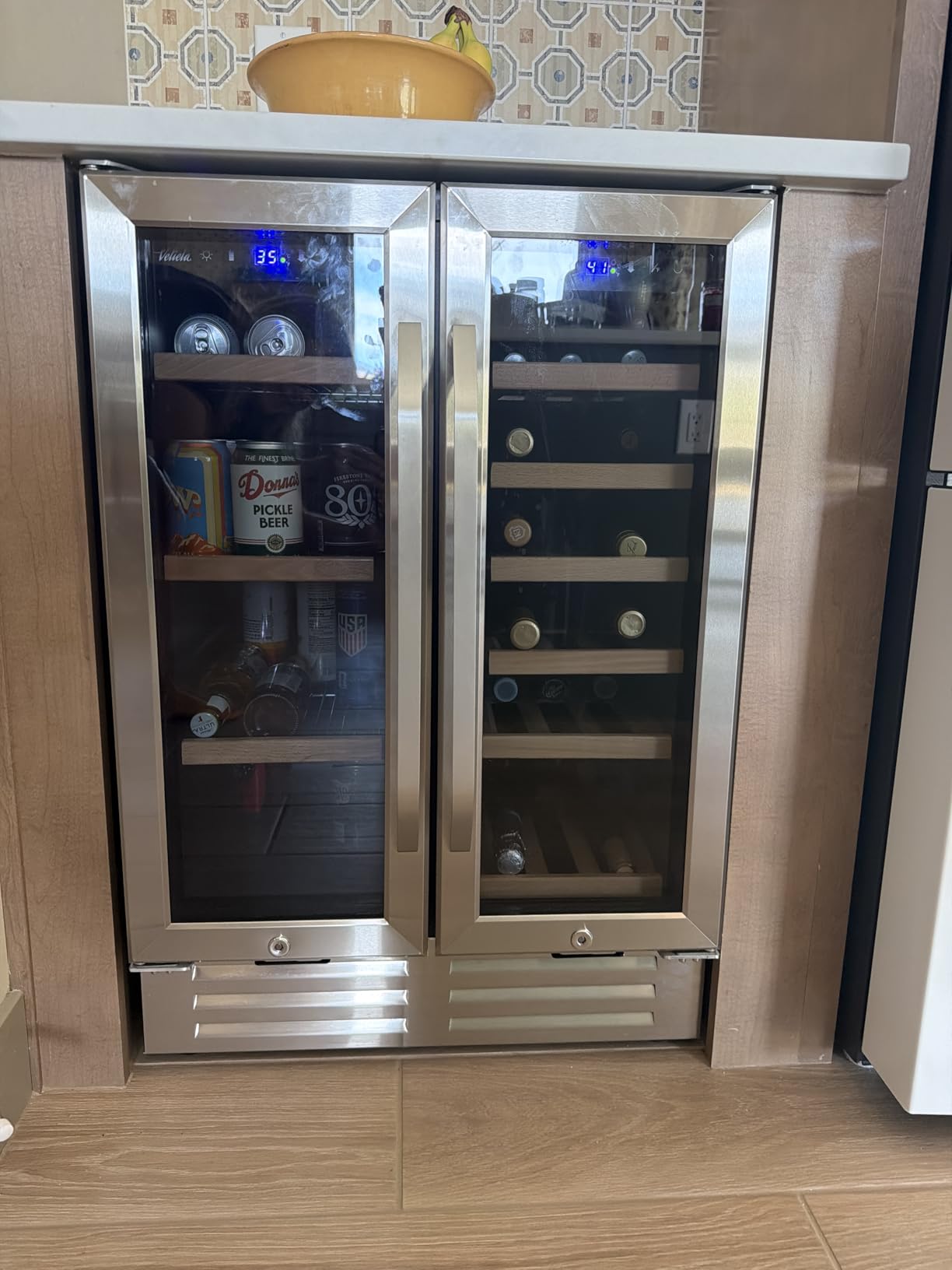 Wine and Beverage Refrigerator, 24 Inch Dual Zone Fridge with Glass Door, Built-In Cooler with Powerful and Quiet Cool System/18 Bottles and 88 Cans Capacity customer photo 1