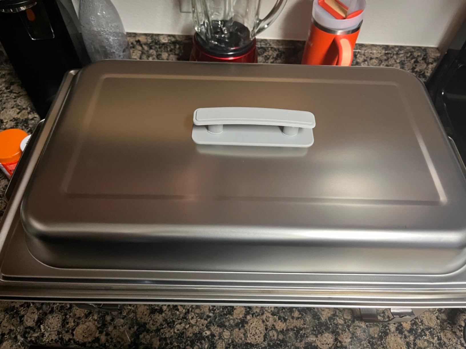 Alpha Living 4 Pack Chafing Dish Full Set - Stainless Steel Catering Chafer with Lids, Pans & Fuel Holders - Buffet Food Warmers for Parties, Events & Weddings - Alpine Gray Handles customer photo 2