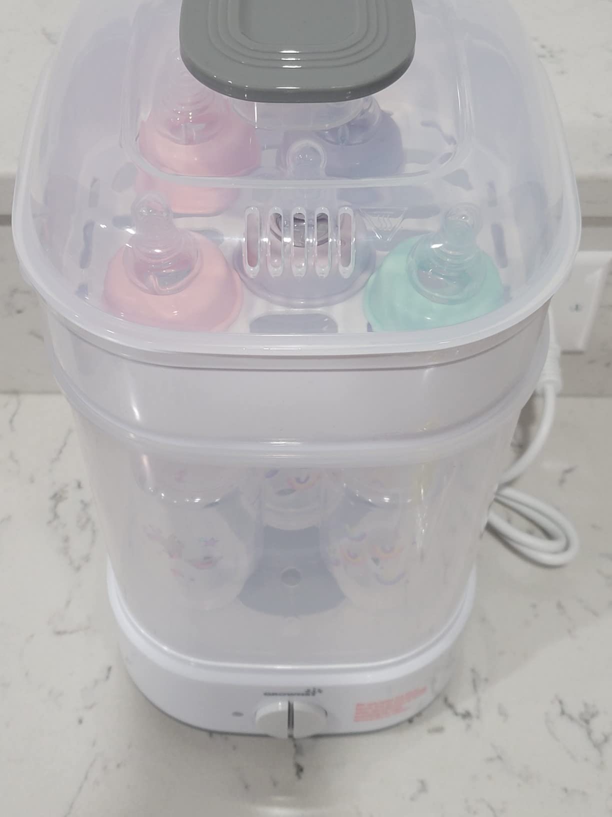 GROWSY Electric Baby Bottle Sterilizer with 8-Minute Fast Sterilization | Fits 5 Bottles and Breast Pump Parts, 3 Modular Modes for Home or Travel Use, Prevents Secondary Pollution, White customer photo 1