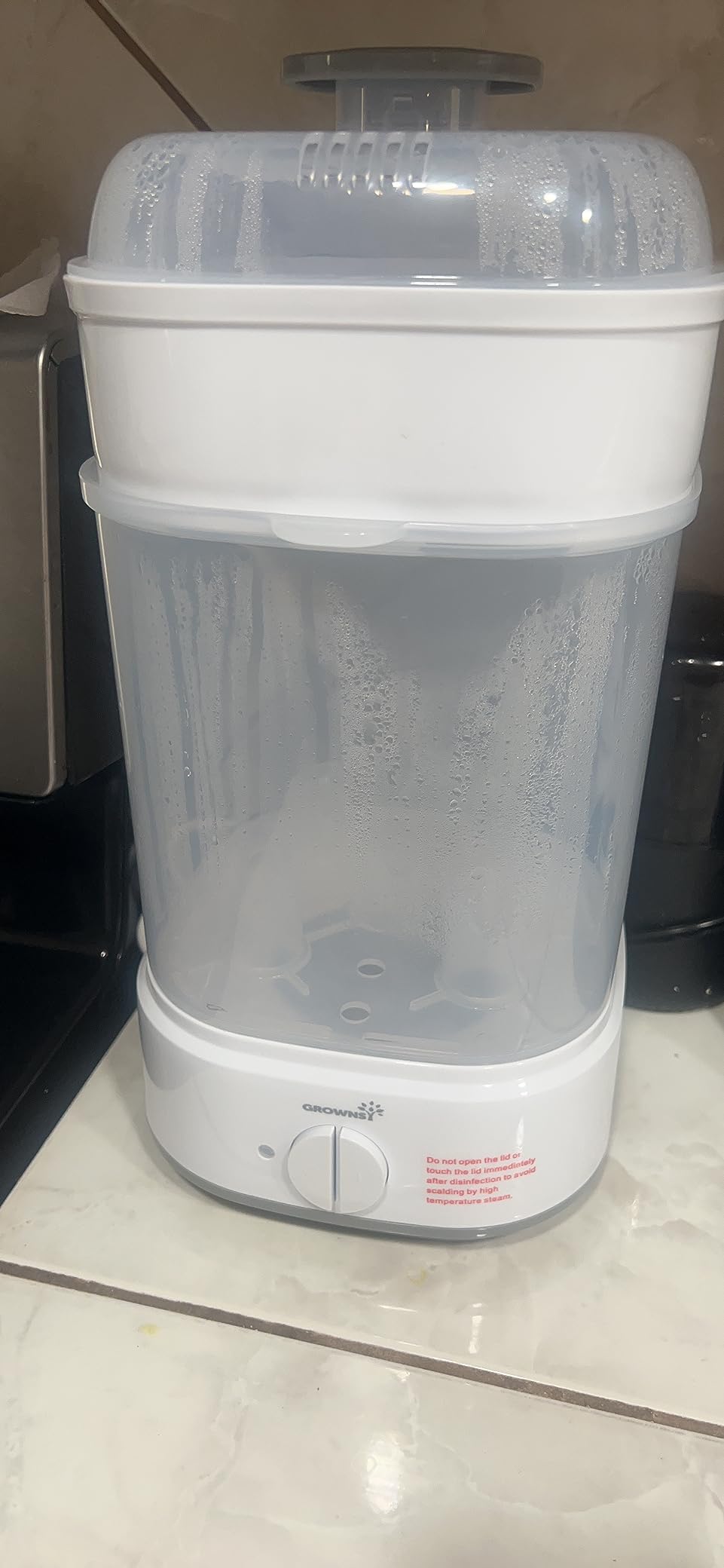 GROWSY Electric Baby Bottle Sterilizer with 8-Minute Fast Sterilization | Fits 5 Bottles and Breast Pump Parts, 3 Modular Modes for Home or Travel Use, Prevents Secondary Pollution, White customer photo 2