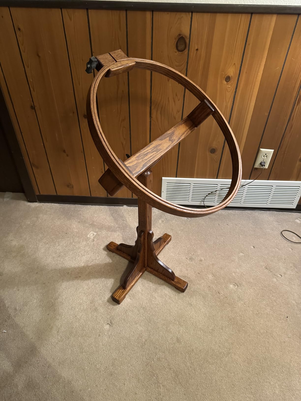 DutchCrafters Solid Oak Wood 22 Inch Round Extra Large Tilting Quilt Hoop with Stand, Quilting Frame for Hand Quilting - Amish Made in America (Medium Walnut) customer photo 2