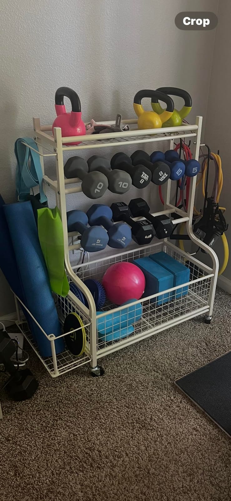 PLKOW Dumbbell Rack, Weight Rack for Dumbbells, Home Gym Storage for Dumbbells Kettlebells Yoga Mat and Balls, All in One Workout Storage with Wheels and Hooks, Powder Coated Finish Steel customer photo 2