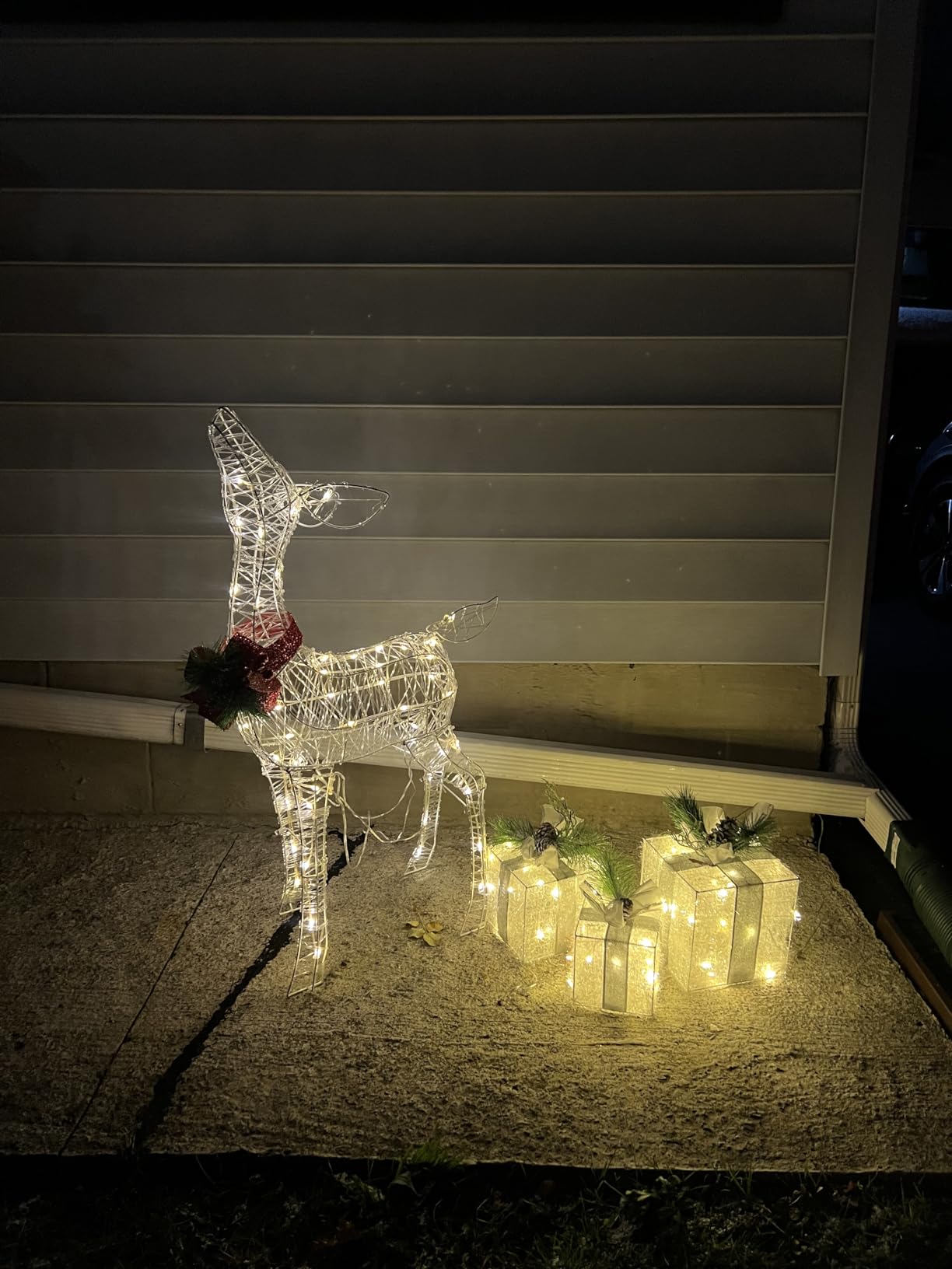Tangkula Lighted Christmas Reindeer, Outdoor Yard Xmas Deer with 50 LED Lights, Artificial Christmas Decorations with Stakes and Zip Ties, Indoor/Outdoor Festive Holiday Decoration, Warm White customer photo 1