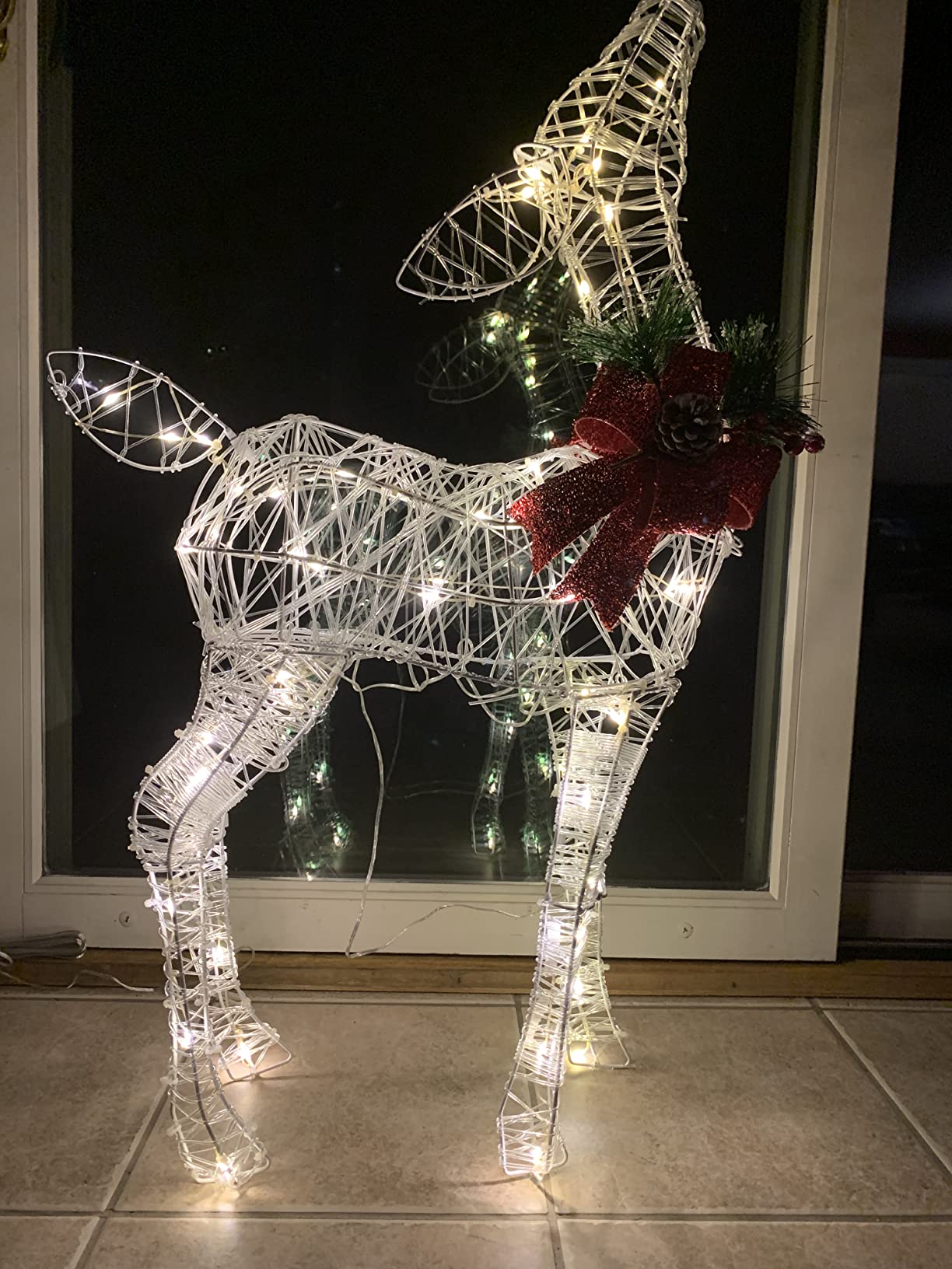 Tangkula Lighted Christmas Reindeer, Outdoor Yard Xmas Deer with 50 LED Lights, Artificial Christmas Decorations with Stakes and Zip Ties, Indoor/Outdoor Festive Holiday Decoration, Warm White customer photo 2