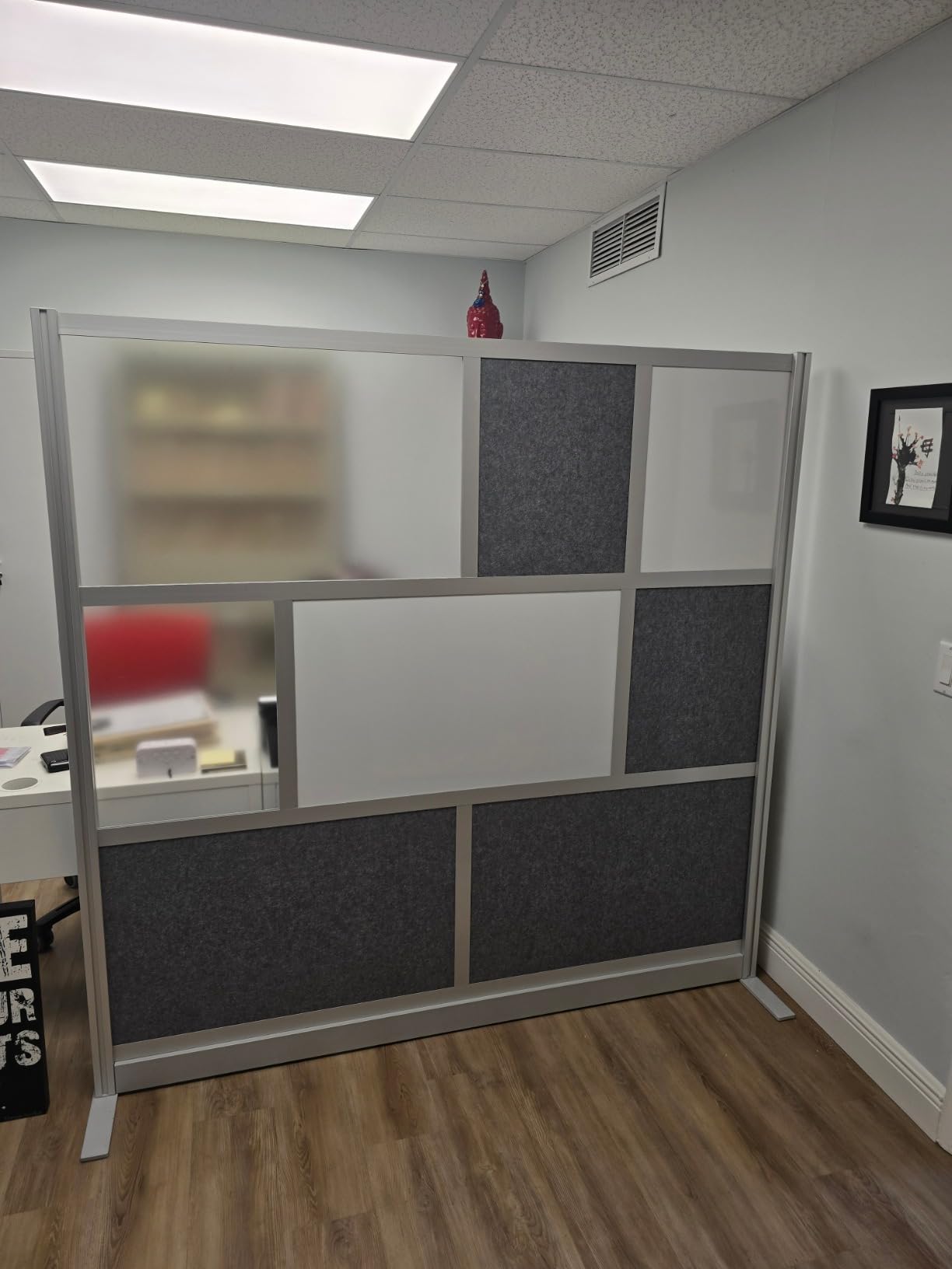 Workflow Modular Wall | Room Divider with Whiteboard, Sound Dampening, & Frosted Acrylic Panels | Expandable Office Partition (53