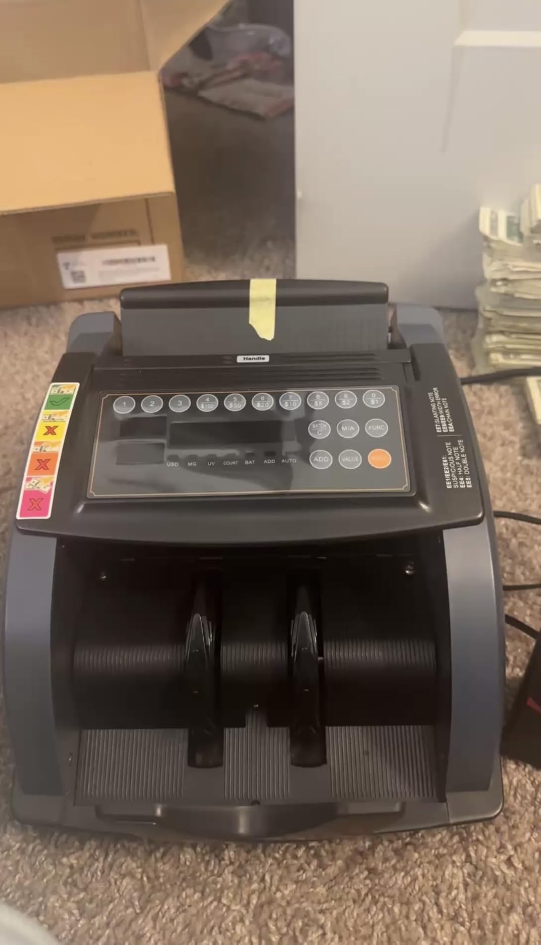 Aneken Money Counter with Value Count, UV/MG/IR/MT/DD Counterfeit Bill Detection for USD EUR with Count/Add/Batch/Auto/Manual Modes, Cash Counter with External LCD Display for Small Business & Office customer photo 1