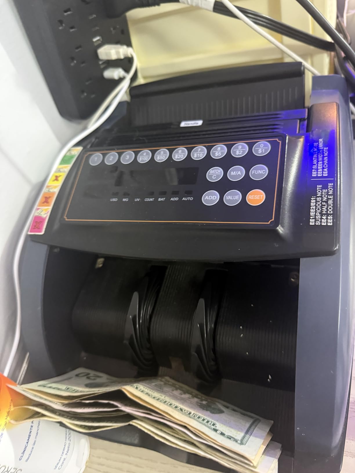 Aneken Money Counter with Value Count, UV/MG/IR/MT/DD Counterfeit Bill Detection for USD EUR with Count/Add/Batch/Auto/Manual Modes, Cash Counter with External LCD Display for Small Business & Office customer photo 2