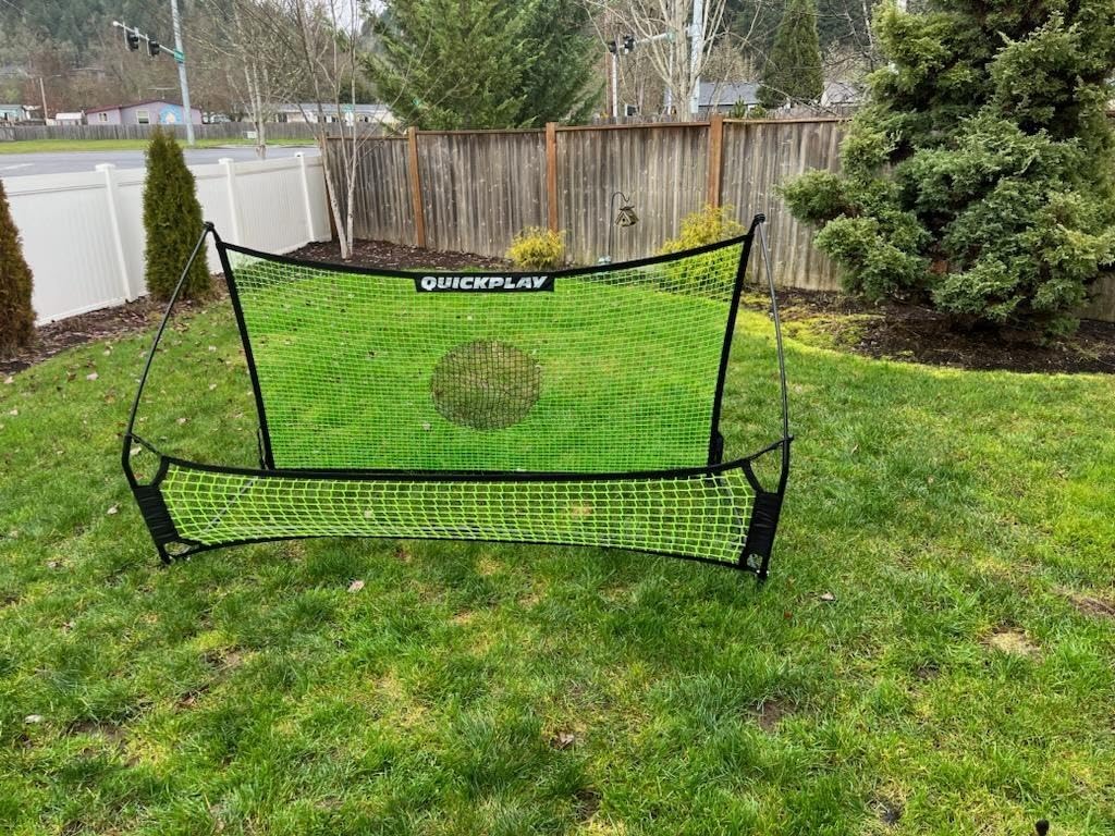 QUICKPLAY TEKKERS TRAINER Soccer Rebounder, 6.5x4' Spot & 6.5x1.5ft Ground Pass Nets, Alloy Steel, Fiberglass, Black, Green, Portable | Twin rebound nets, Portable steel frame, Turf, court & indoor, First touch & ball control, Solo training customer photo 1