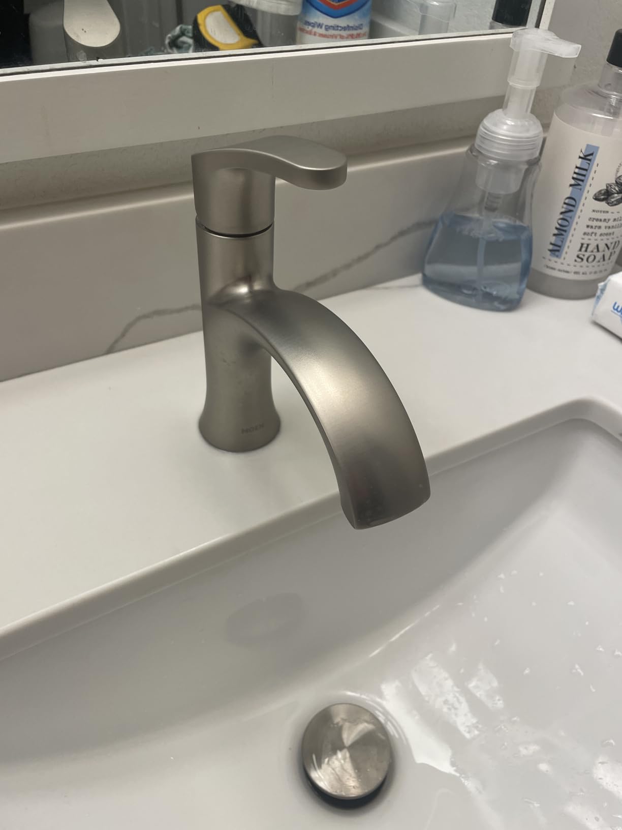Moen Karis Spot Resist Brushed Nickel One-Handle Single Hole Bathroom Sink Faucet with Optional Deck Plate, 84346SRN customer photo 2