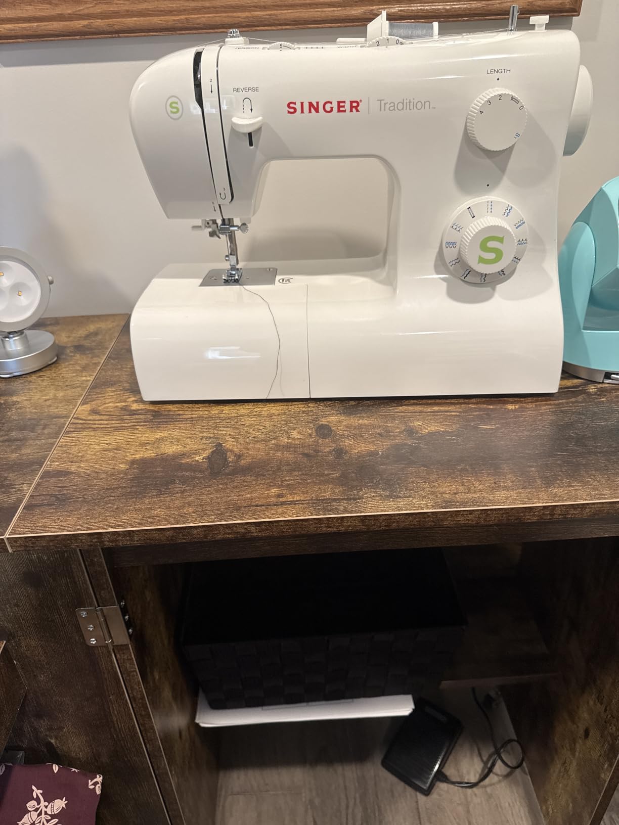 VIVOHOME Folding Sewing Table for Sewing Machine, Sewing Desk with Storage | Rolling Sewing Craft Table with Storage Shelves, Trays, Wheels, Sewing Cabinet with Lift for Small Spaces, Rustic Brown customer photo 2