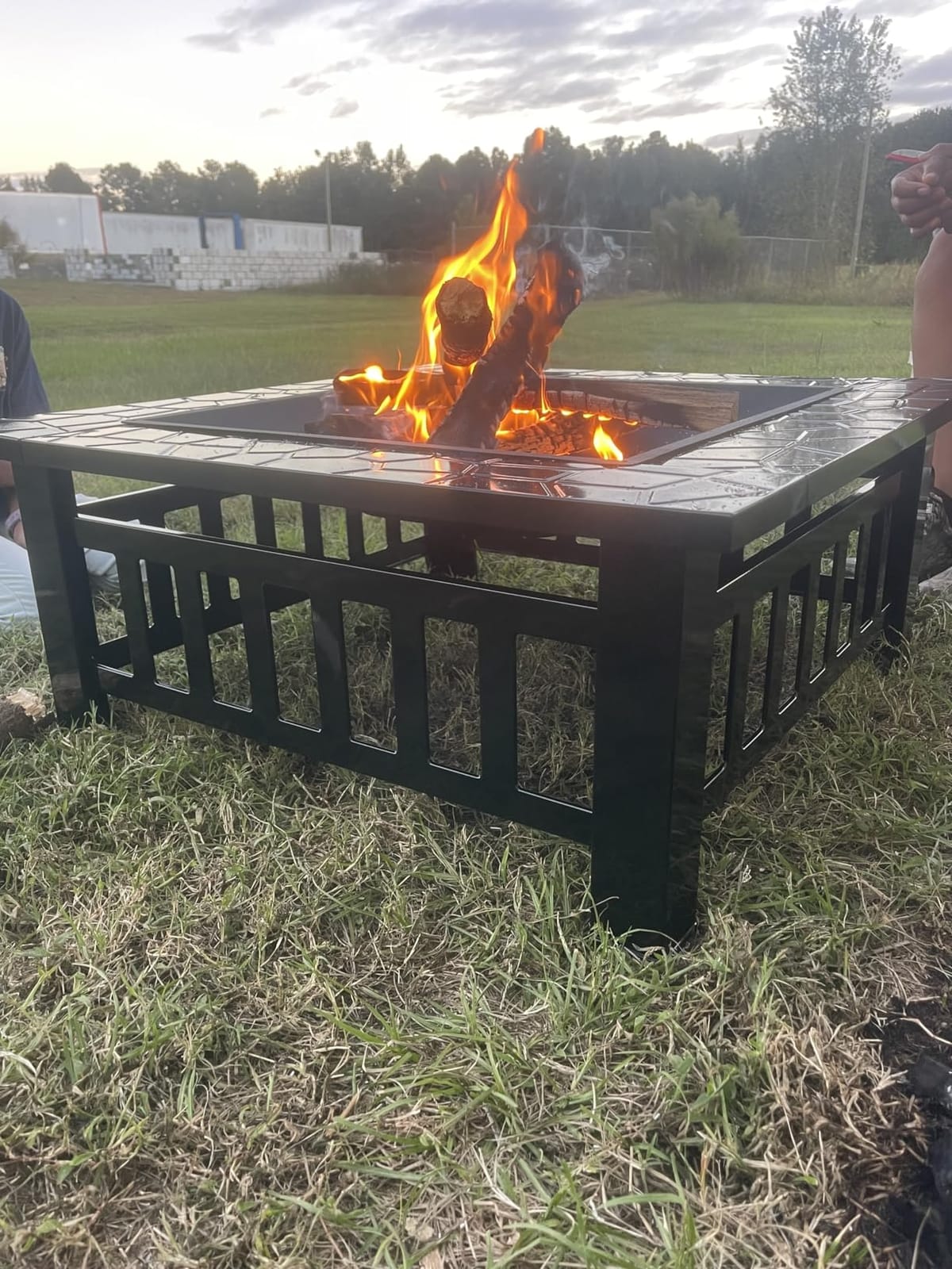 Devoko Outdoor Fire Pit, 32 Inch Firepit Table Metal Outdoor Fireplaces | with Waterproof Cover for Outside Patio Camping (Black) customer photo 1