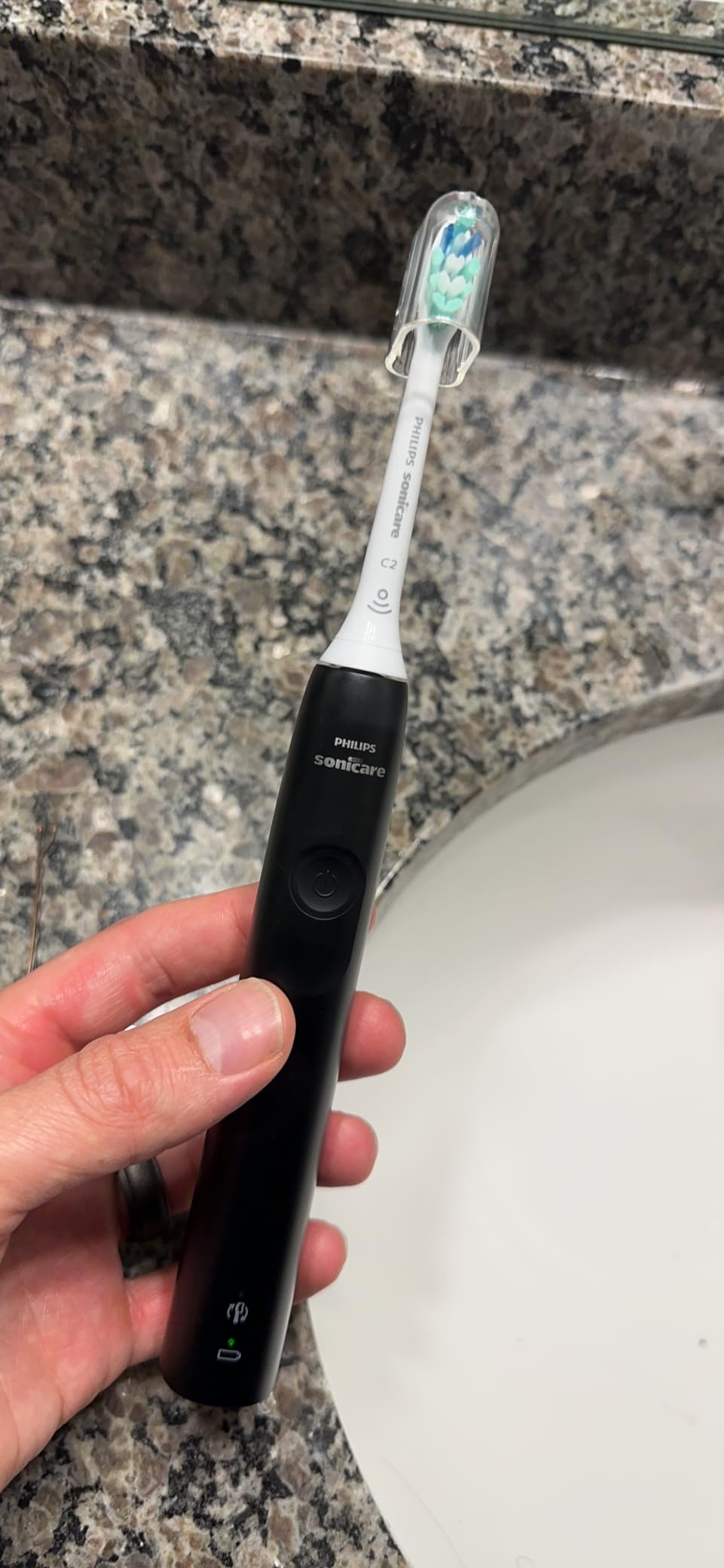 Philips Sonicare 4100 Rechargeable Electric Toothbrush, 1 Brush Head, Black | 700% More Plaque Removal, Pressure Sensor, 2 Brush Settings, 2-Minute Guided Timer, 14-Day Battery, HX3681/24 customer photo 1