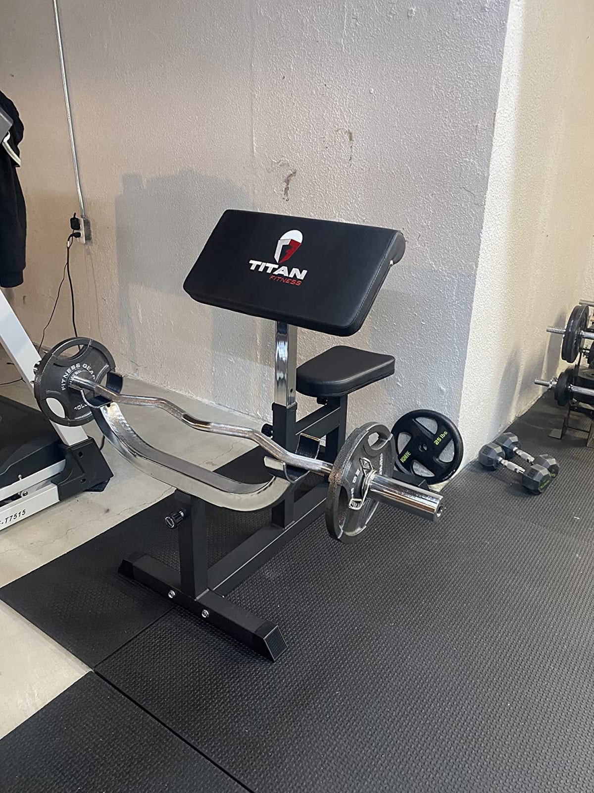 Titan Fitness Adjustable Preacher Curl Weight Station, 250 LB Capacity, Adjustable Bench Seat, Adjustable Arm Rest, Durable Bar Catches, Seated Home Gym Barbell and Dumbbell Biceps Station customer photo 2