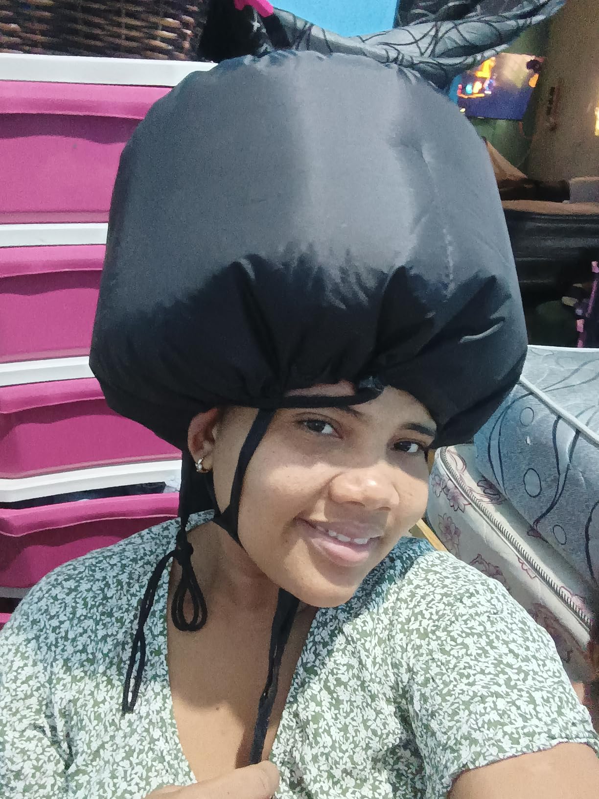 Bonnet Hooded Hair Dryer Attachment, Segbeauty Extra Large Adjustable Deep Conditioning Cap, Upgraded Drying Heat Cap with Elastic Strap for Natural Curly Textured Hair Care, Fast Drying, Styling customer photo 1