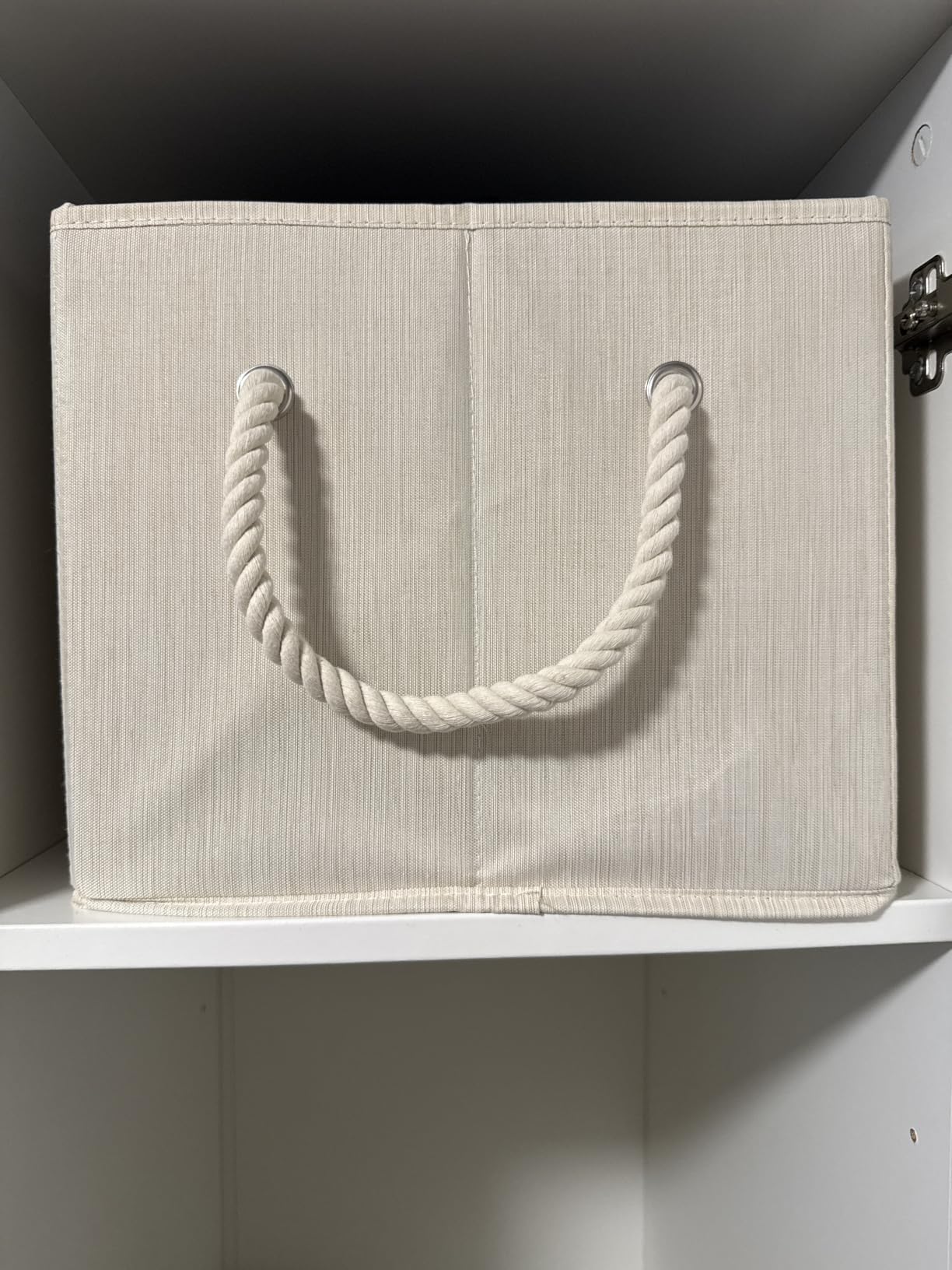 StorageWorks Shelf Organizer Bins, Beige Stripes, 3-Pack, Large | Foldable Shelf Organizer Bins, Closet Storage Baskets for Clothes, Fabric Storage Bins for Shelves customer photo 2