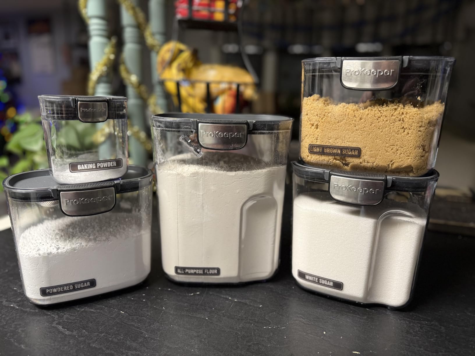 ProKeeper+ Airtight Food Storage Container Set - Clear Plastic Flour and Sugar Canister Set with Magnetic Accessories for Kitchen Organization (Grey, 9-Piece) customer photo 2
