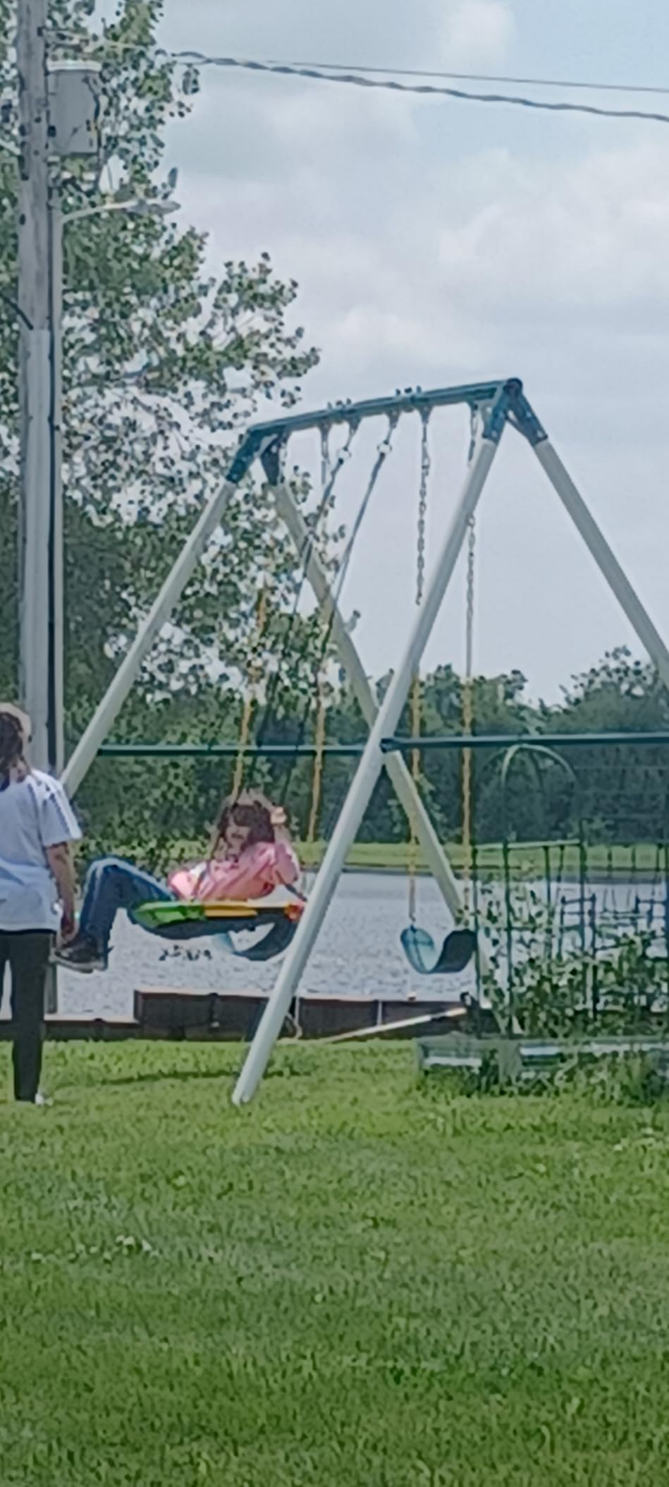 Hapfan 9.5' Heavy Duty Tall Swing Sets for Backyard for Kids and Adults with Saucer Swing, 2 Belt Swings (Patented) customer photo 1