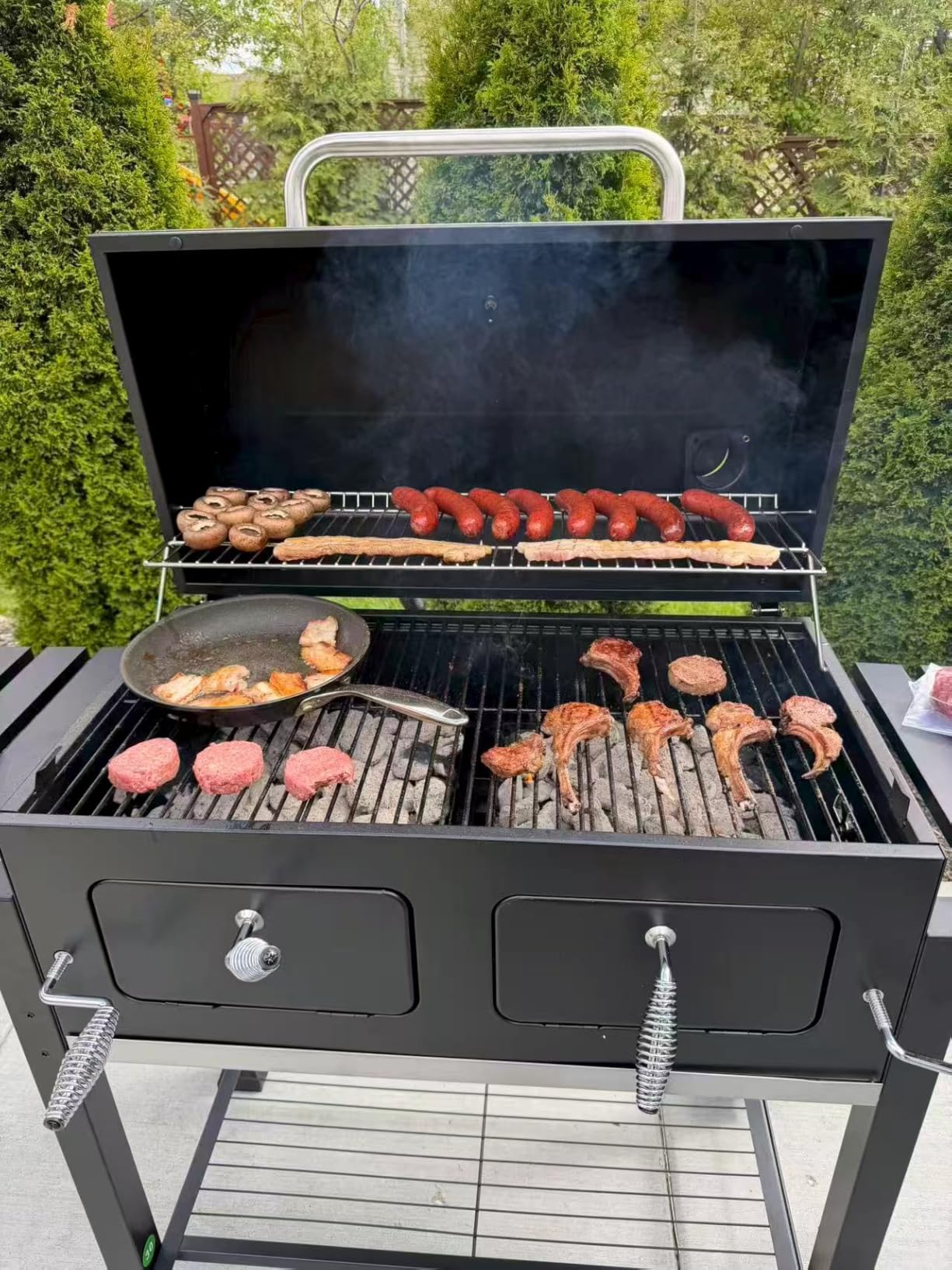 Captiva Designs Charcoal Grills Extra Large Barbecue Grill Heavy Duty | 794 SQ.IN Oversize Cooking Area, Outdoor BBQ Cooking Grill with 2 Individual Lifting Charcoal Trays and Foldable Side Tables customer photo 1