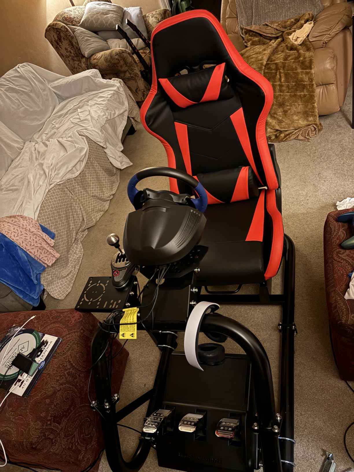 Marada Racing Simulator Cockpit with Red Seat Fit for 12Nm Direct Drive | Fit for Logitech/Thrustmaster/Moza/Fanatec, 50mm Large Round Tube Professional Sim Rig customer photo 1
