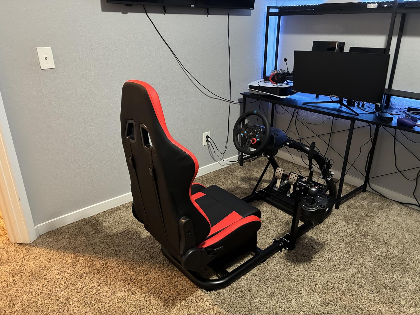 Marada Racing Simulator Cockpit with Red Seat Fit for 12Nm Direct Drive | Fit for Logitech/Thrustmaster/Moza/Fanatec, 50mm Large Round Tube Professional Sim Rig customer photo 2
