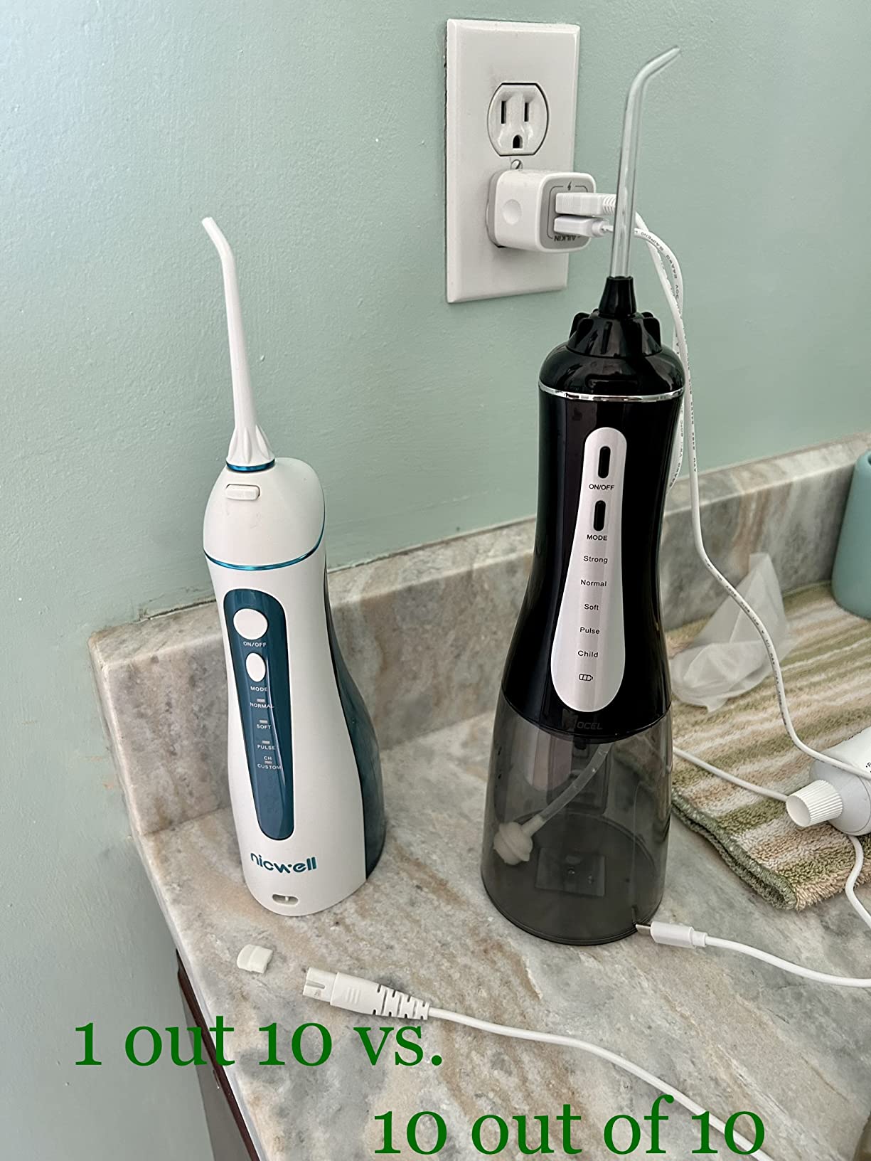 Water Dental Flosser Oral Irrigator with 5 Modes, 350ml Cordless Water Teeth Cleaner Pick 6 Tips, IPX7 Waterproof Rechargeable Portable for Travel & Home customer photo 1