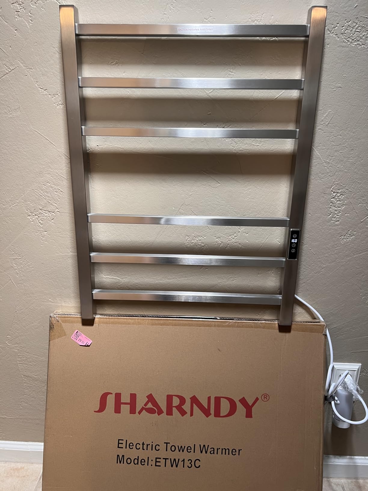 Electric Towel Warmer - Wall Mounted Bathroom Heated Towel Rack, Plug-in Design & Brushed Stainless Steel Finish (Square Brushed with Timer ETW13CS, 6 Bar) customer photo 1
