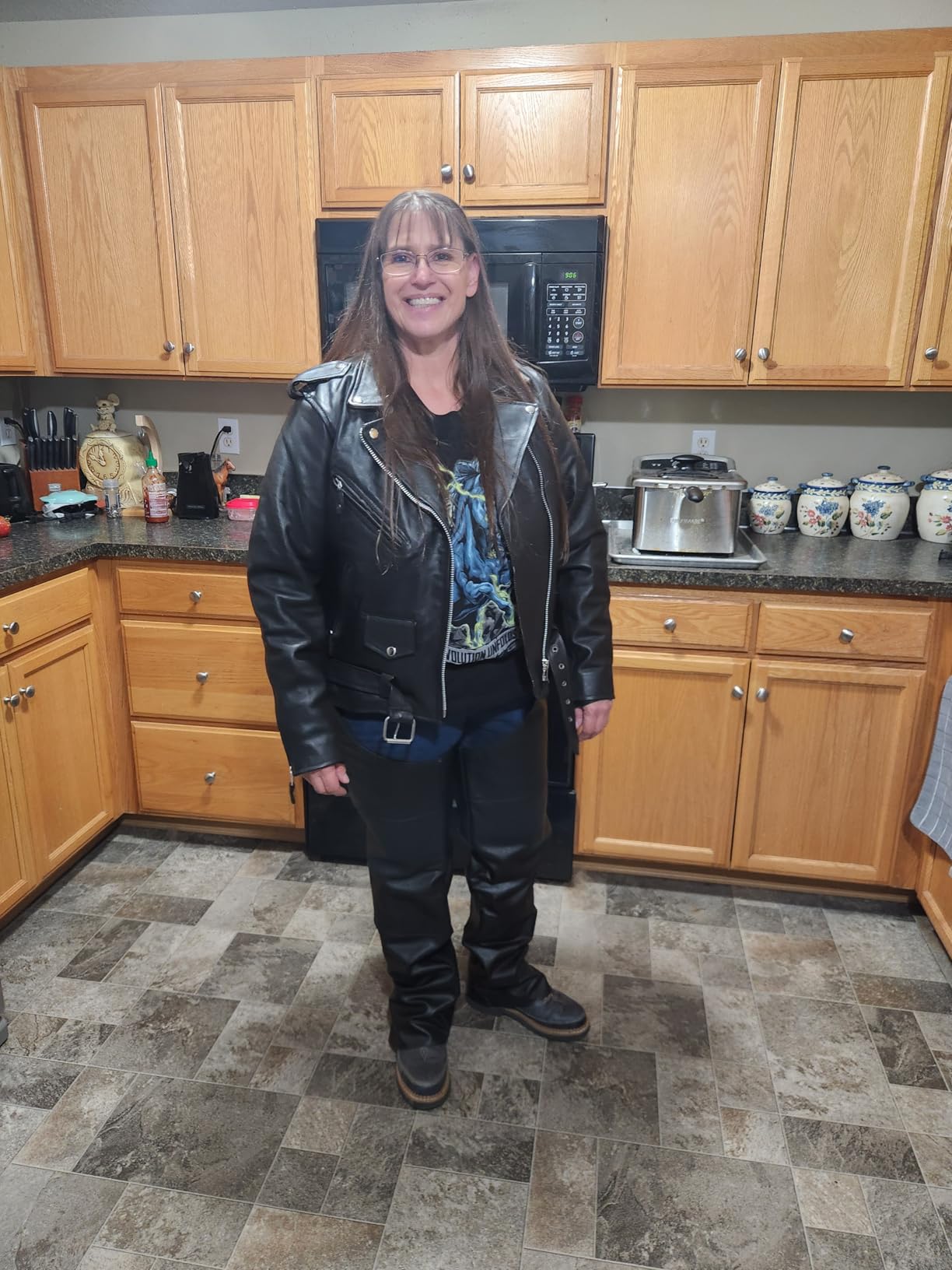 Dream Apparel Women's Classic Leather Motorcycle Jacket with Zip Out Lining, Biker Jacket for Ladies with Side Laces, Black customer photo 1