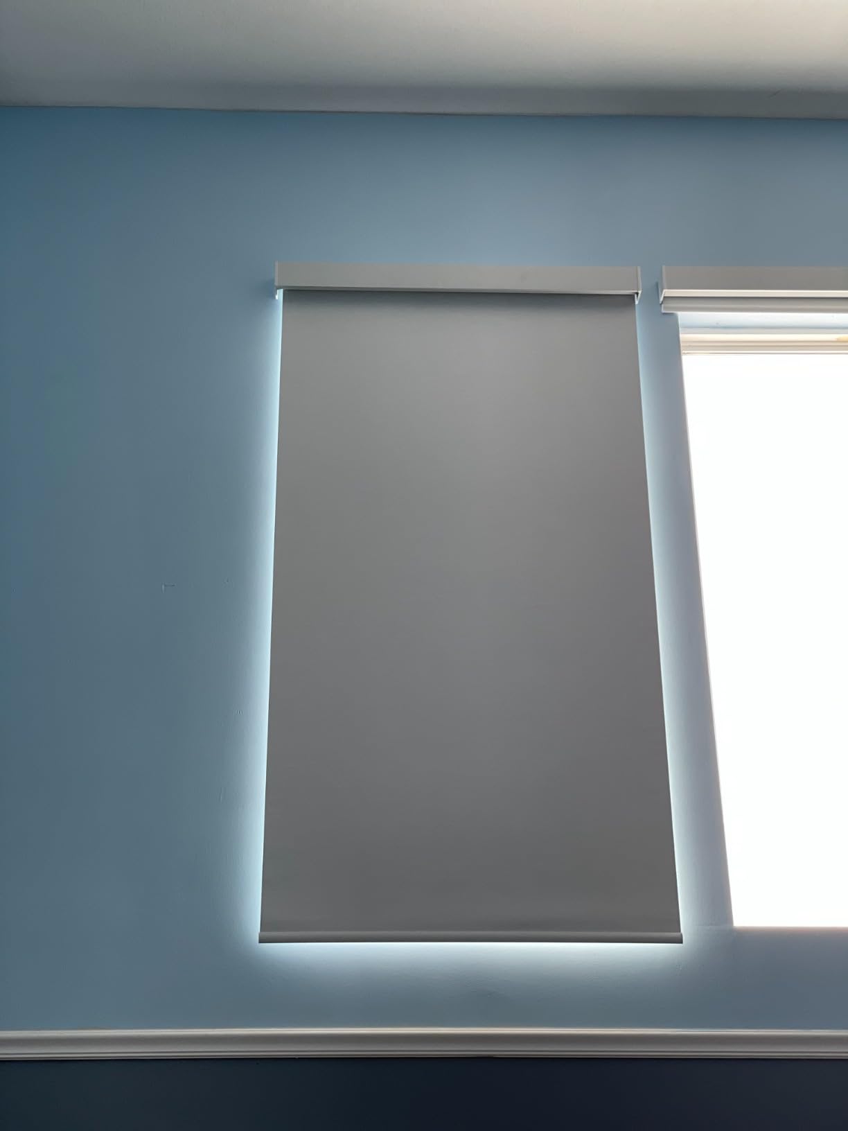 Motorized Roller Shades, 100% Blackout, Linen White | Automatic Blinds for Indoor Windows, Works with Alexa Google Apple Home, Remote & App Control,Solar/USB Charging,Custom Size customer photo 1