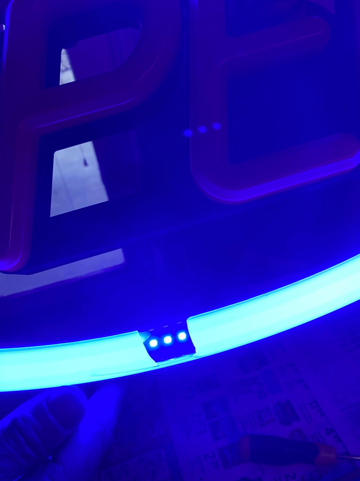 LED Open Sign,Bright Open Sign for Business Window with Remote Control,24x12 inch Large Size,Restaurant,Bar,Retail Shops,Window Storefronts,Salon,12V/2A Power Supply (Blue-Red) customer photo 2