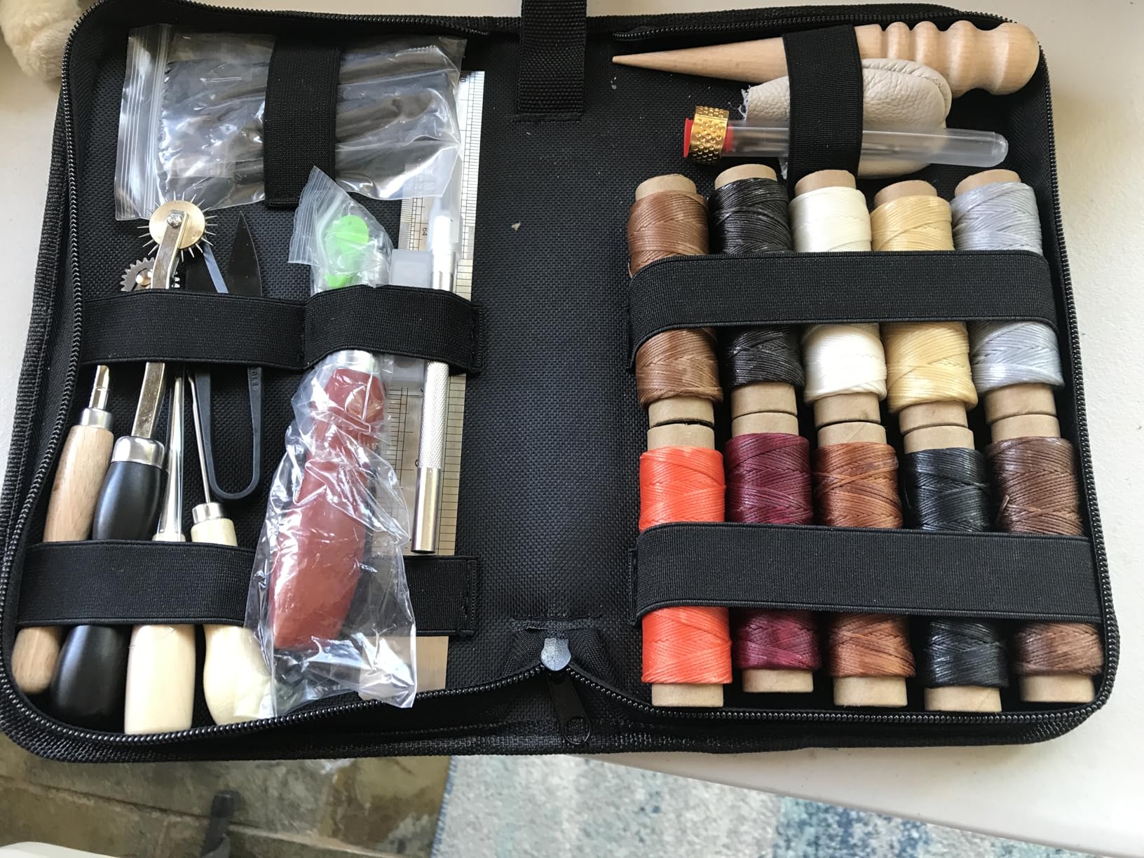 Leather Working Tools for Beginners: Professional Leather Craft Kit with Waxed Thread Groover Awl Stitching Punch for Leathercraft Adults Gifts customer photo 1