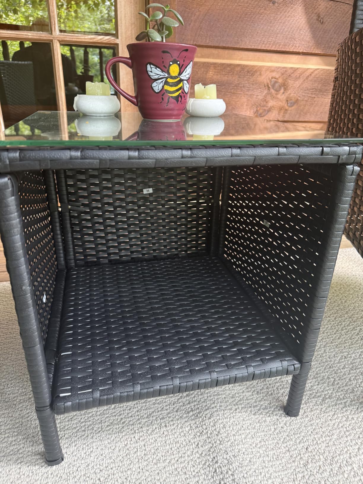 Best Choice Products 3-Piece Outdoor Wicker Conversation Bistro Set, Space Saving Patio Furniture for Garden w/Side Table - Gray/Black customer photo 2