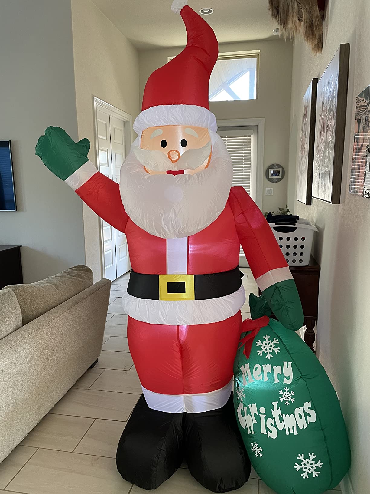 8 FT Christmas Inflatable Santa Claus Outdoor Decoration for Yard, Blow up Santa Decor with Big Gift Bag, Built-in LED Lights for Garden Patio Lawn Home Indoor Winter Holiday Party, IP44 Weatherproof customer photo 2