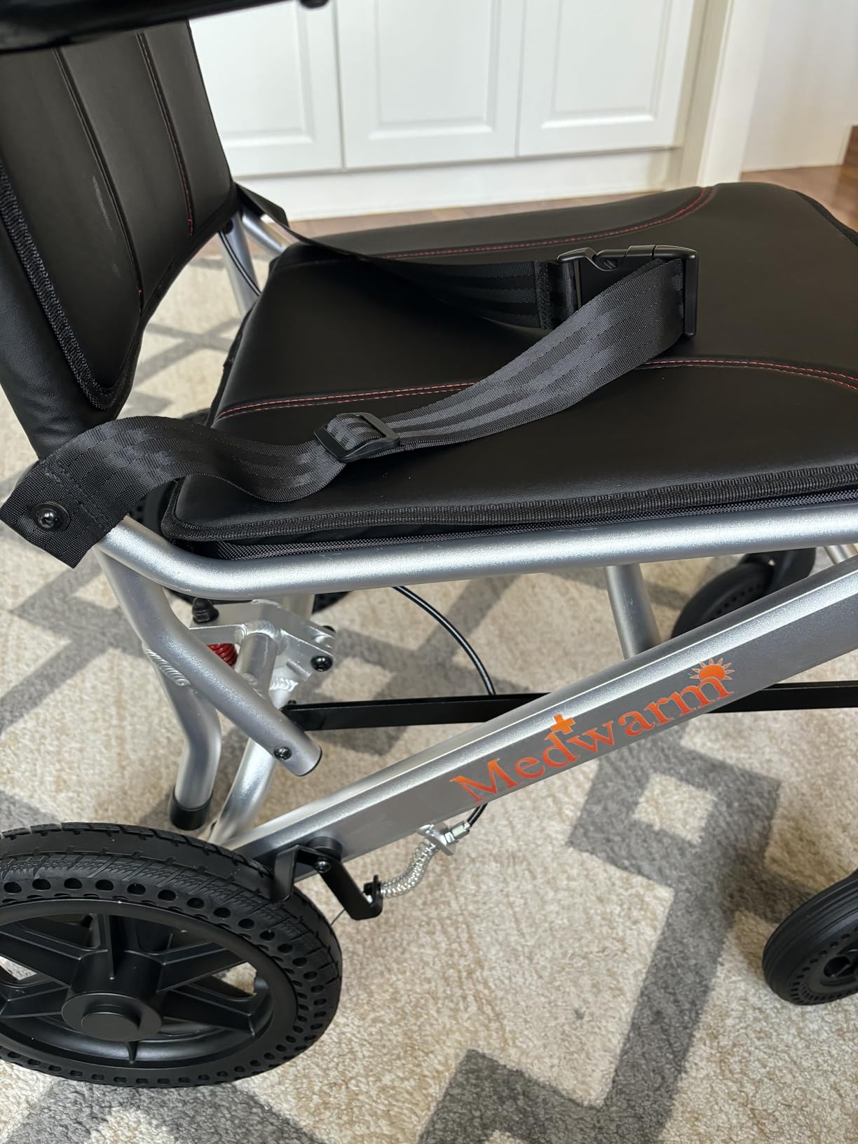 Medwarm Portable Aluminum Transport Wheelchair with Handbrake, 11
